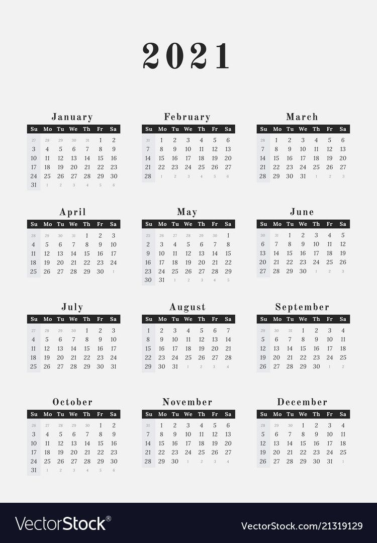 2021 year calendar vertical design