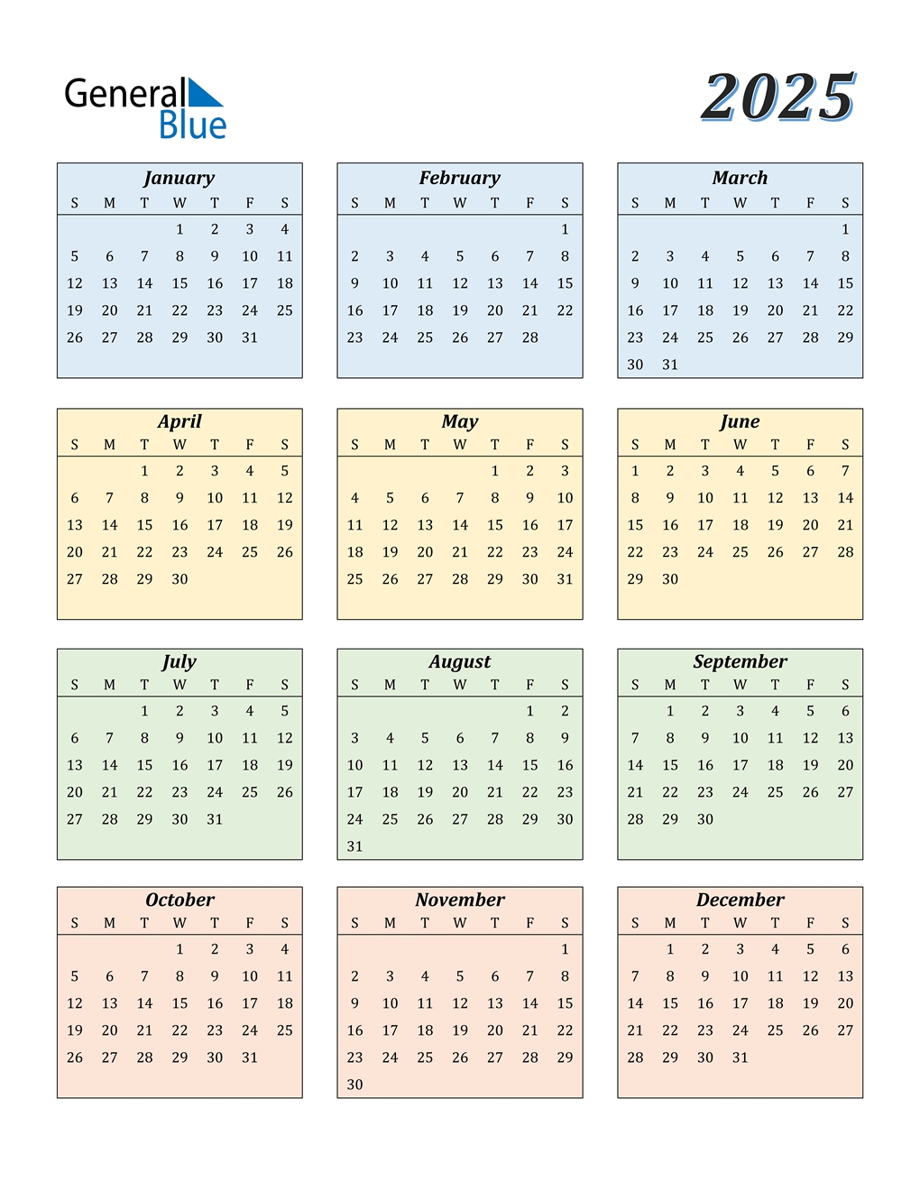 2025 Calendar (pdf, Word, Excel)