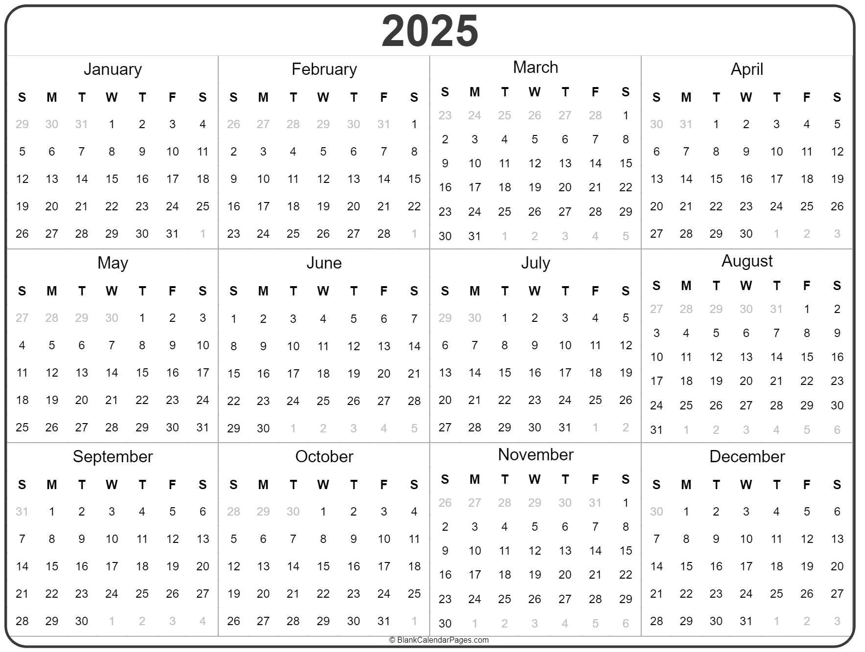 Calendar 2021 To 2025 Example Calendar Printable