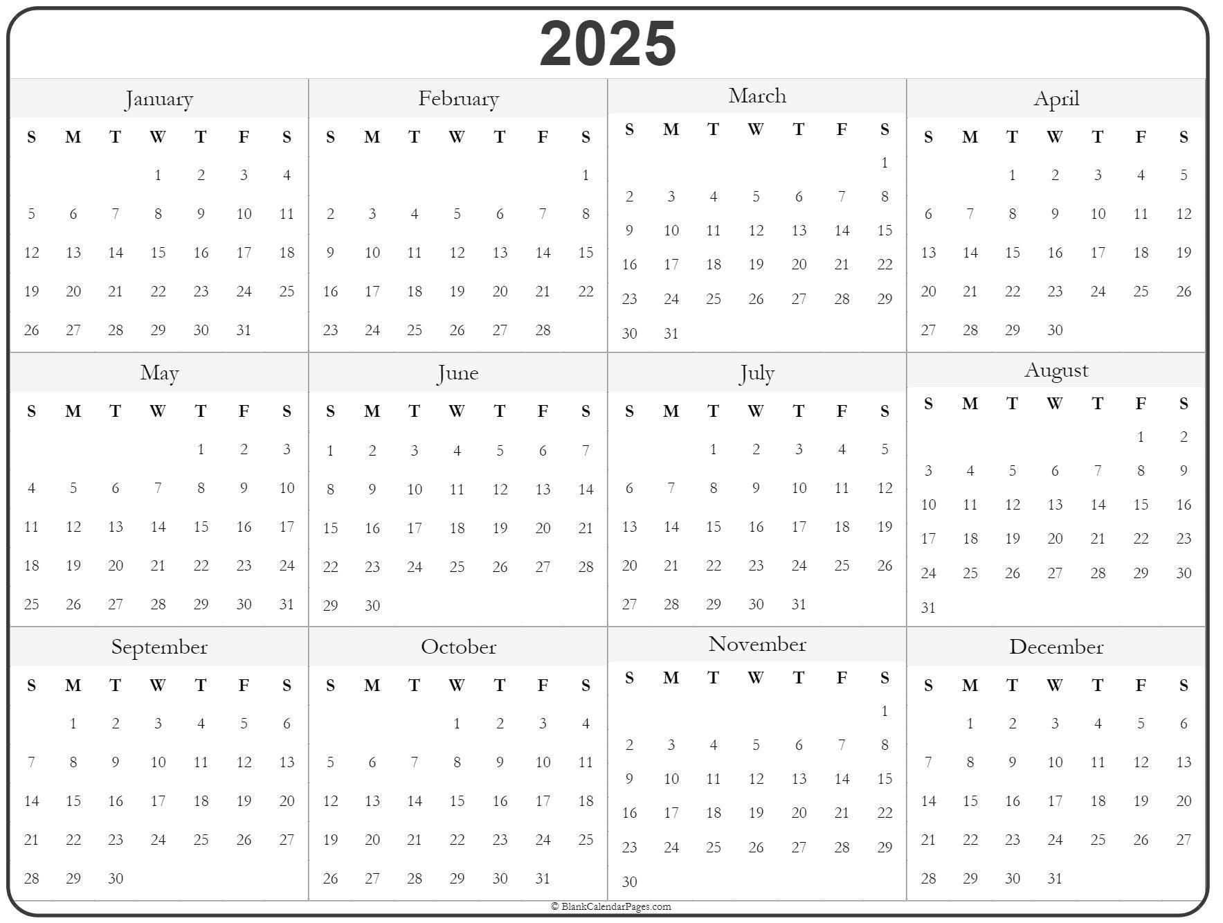 Free Printable Calendars 2025 No Downloading Kyle Shandy