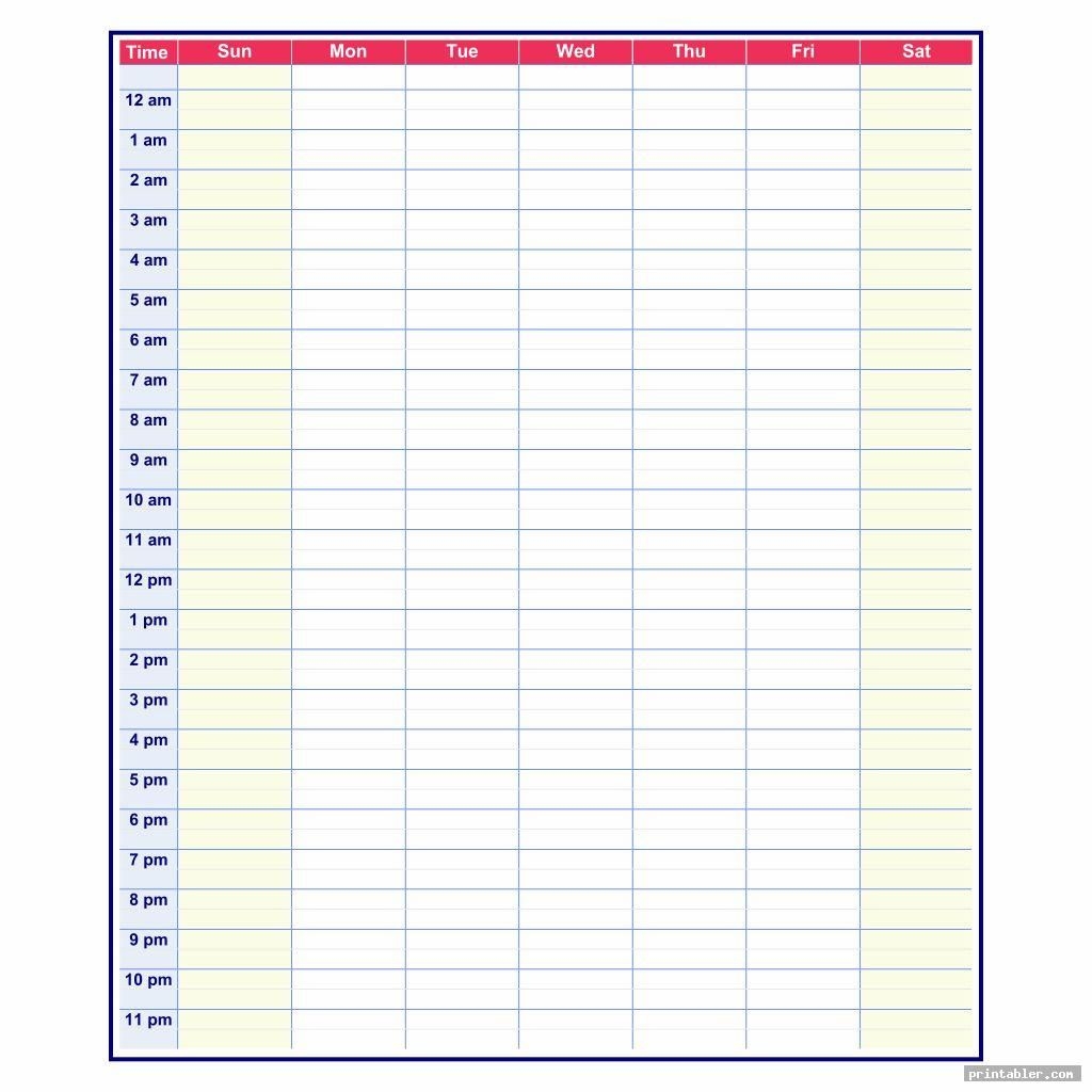 24 Hour Calendar Printable Printabler