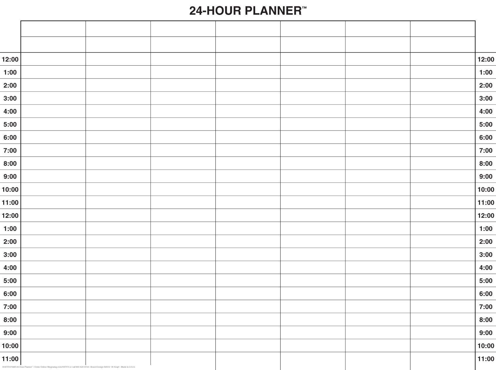 24 Hour Planner 7 Col Sys 3'h X 4'w