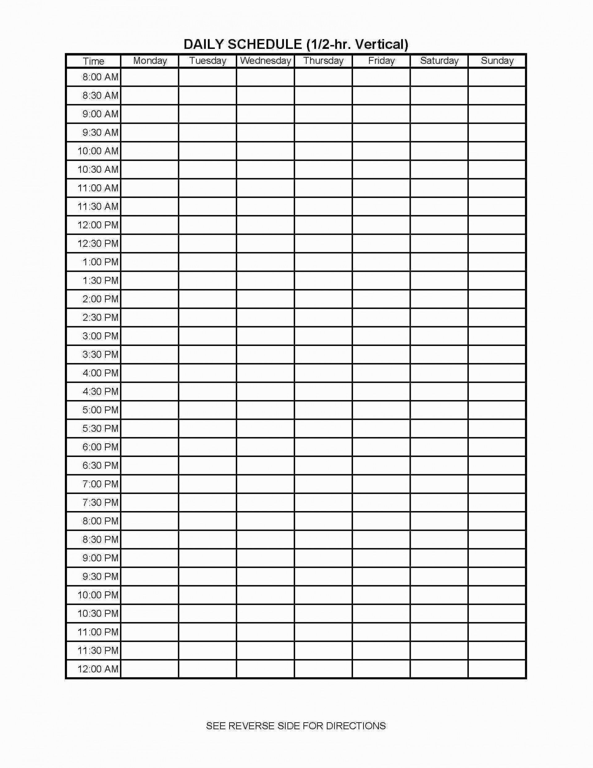 24 Hr Schedule Template Addictionary