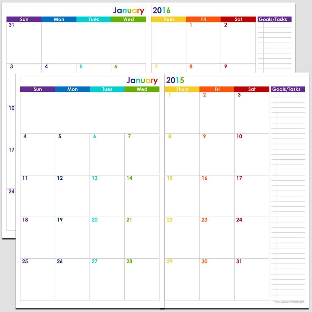 24 Months 2 Page Calendar Half Size | Legacy Templates