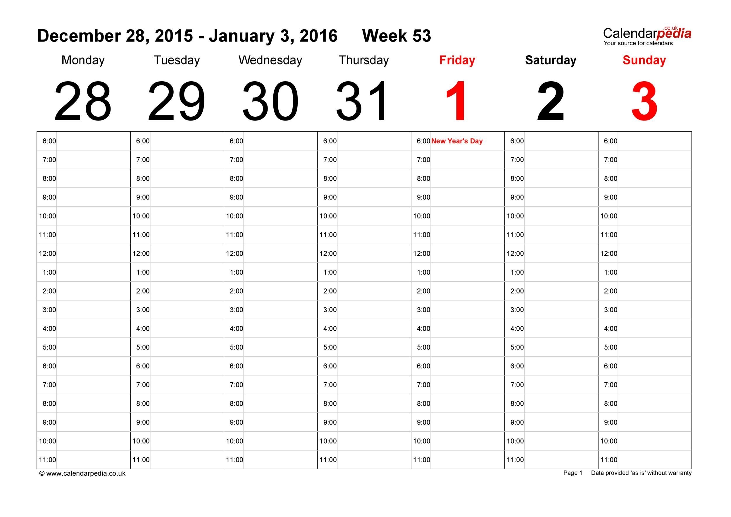 26 blank weekly calendar templates [pdf, excel, word] ᐅ