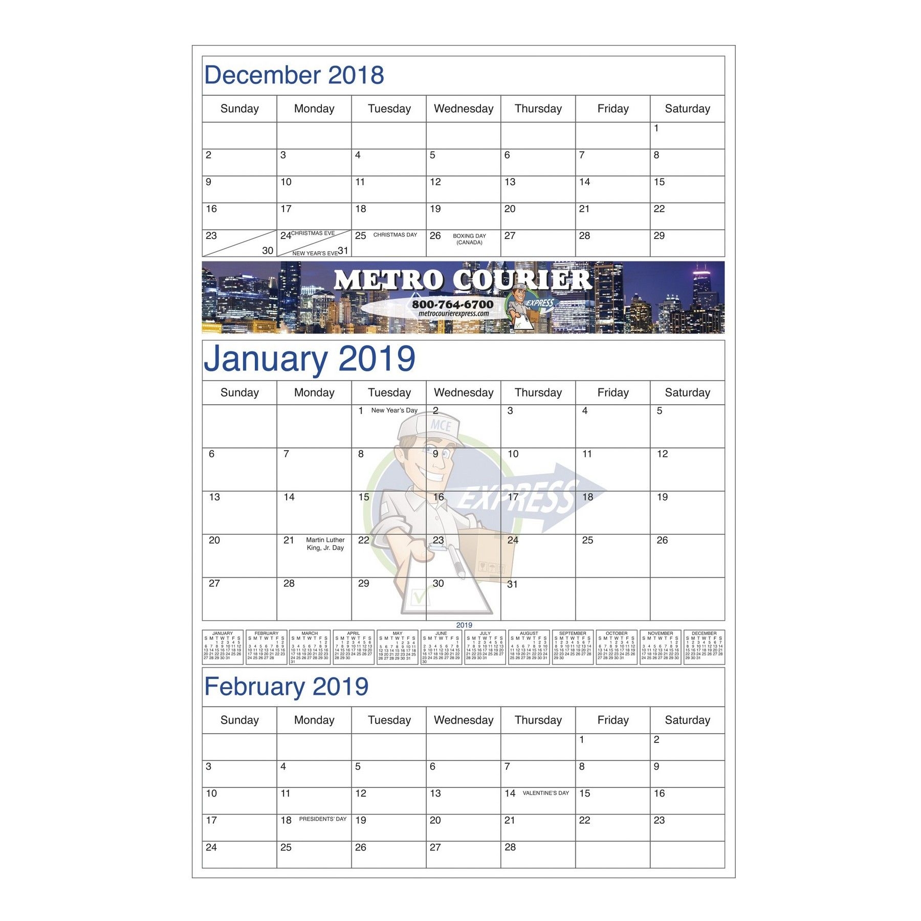 3 Month At A Glance Full Color Calendar (11"x17")