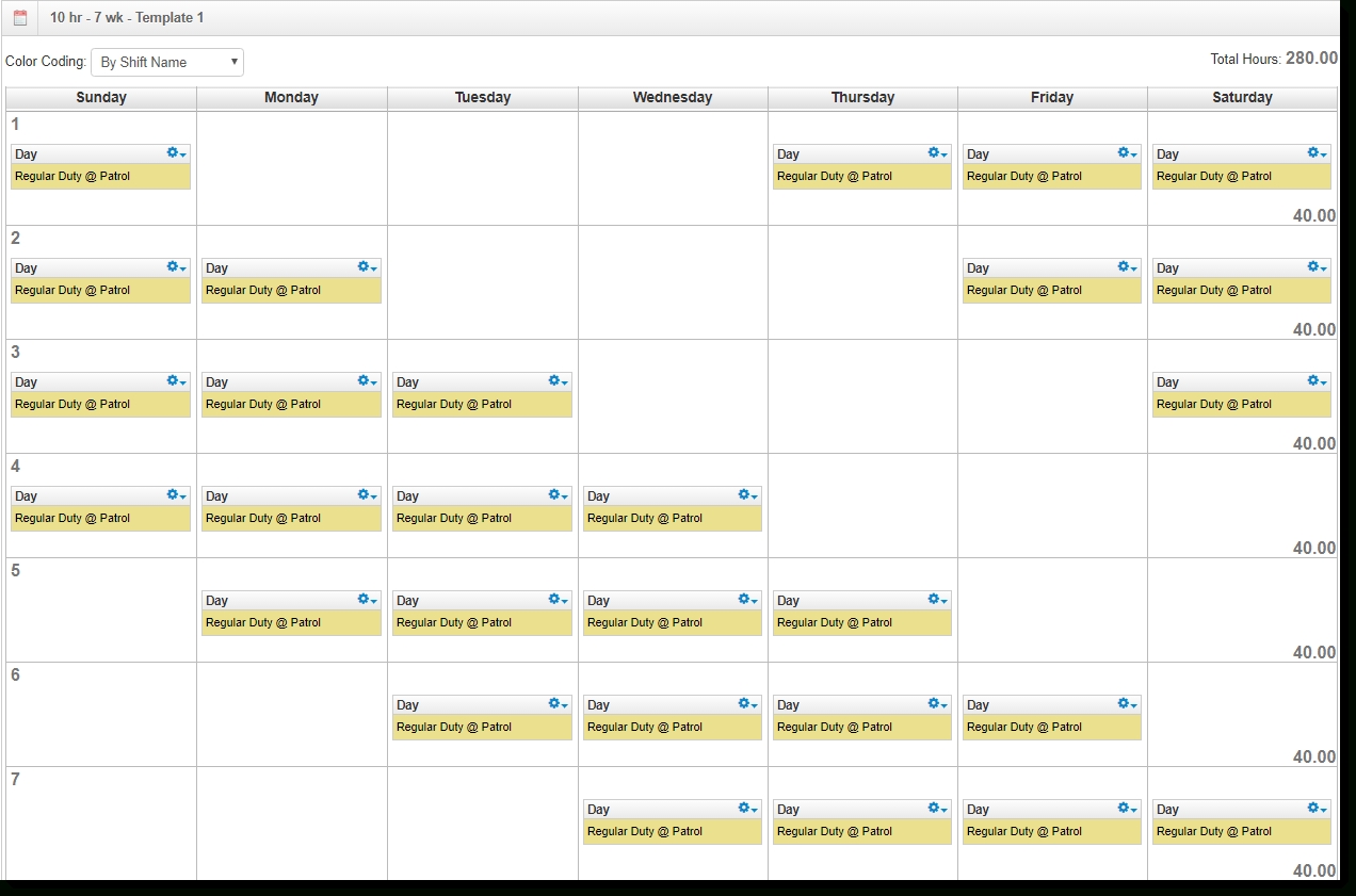 3 types of 10 hour shift schedules to cover round the clock