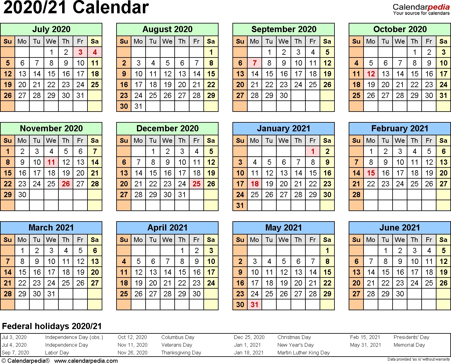 3 year calendar 2020 to 2021 excel | calendar for planning