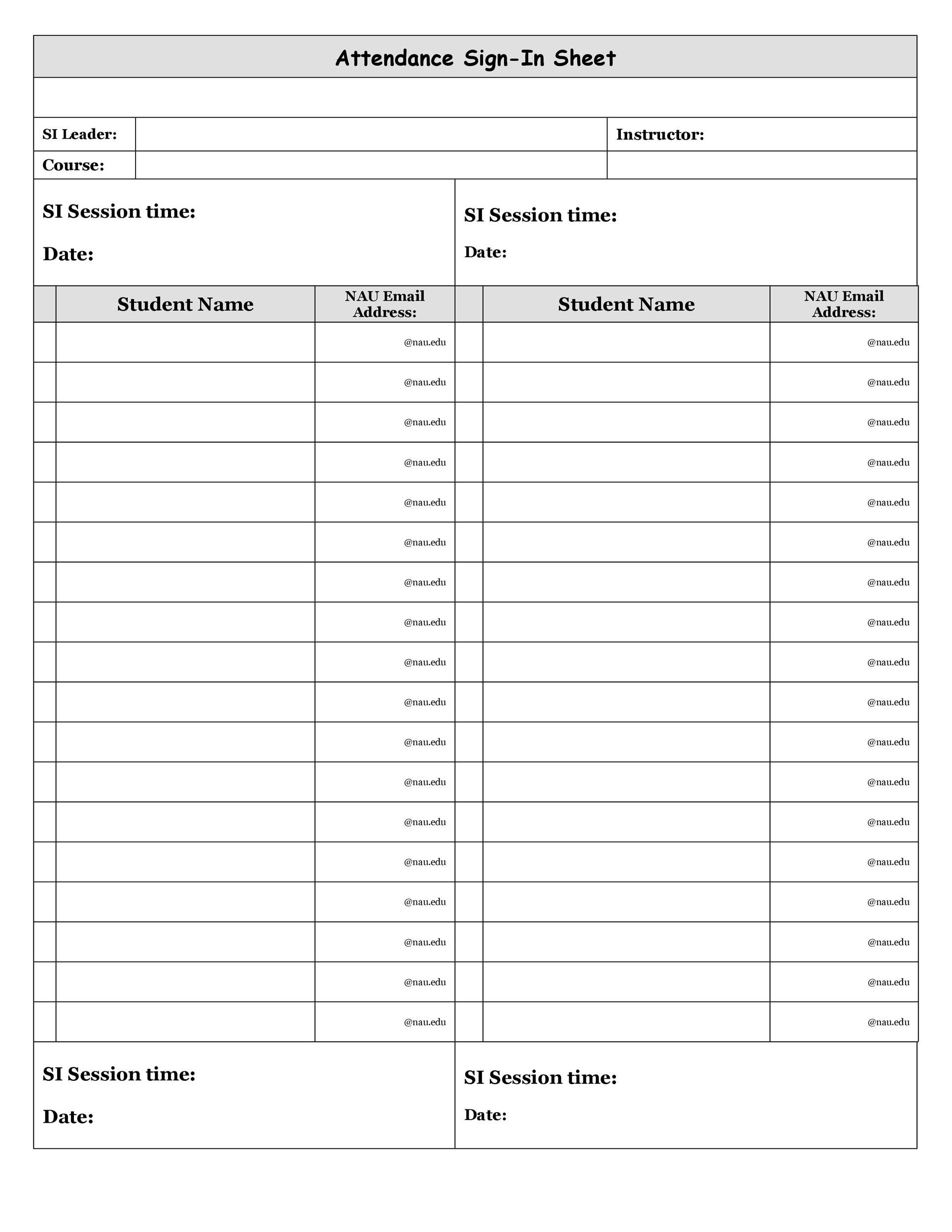 43 Free Printable Attendance Sheet Templates Templatelab