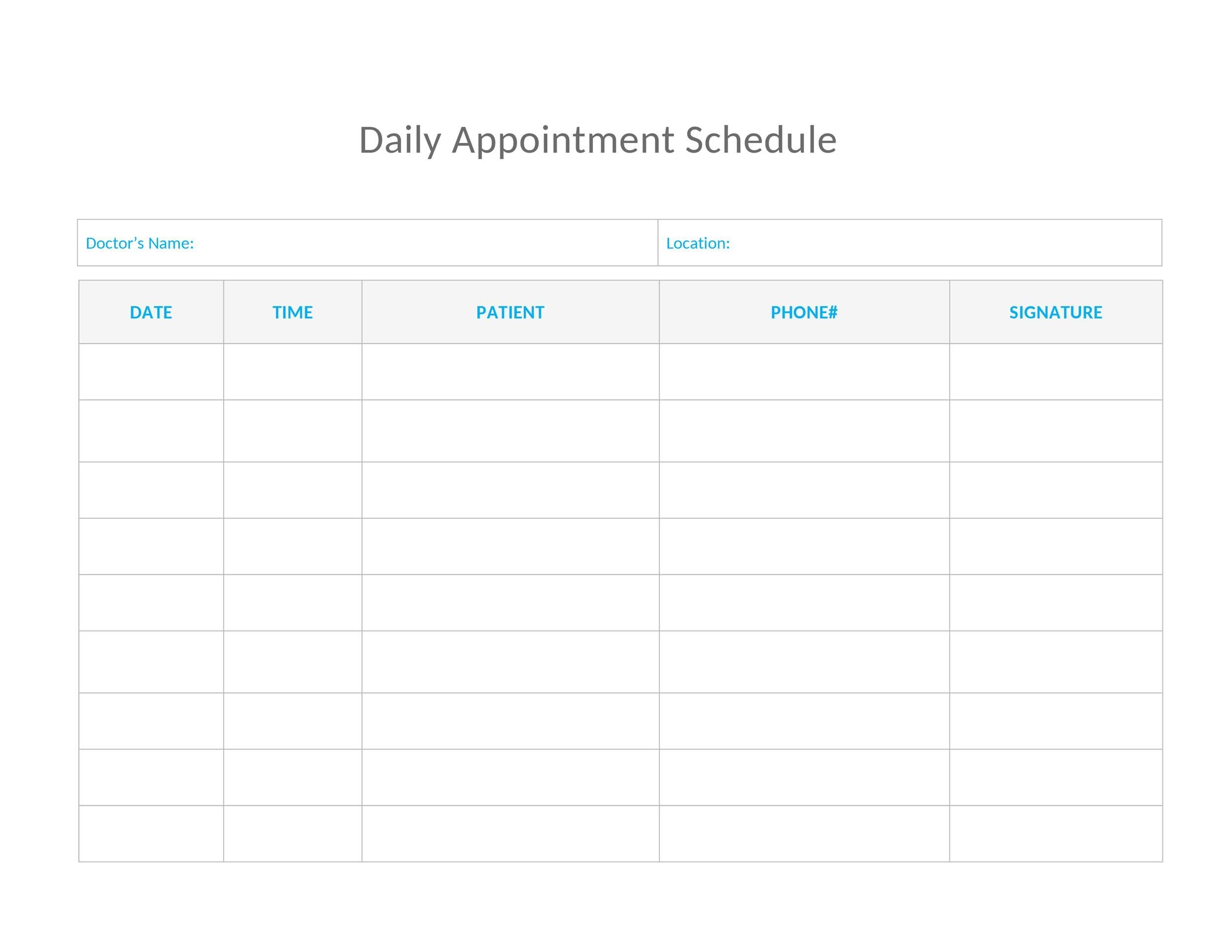 45 Printable Appointment Schedule Templates [& Appointment