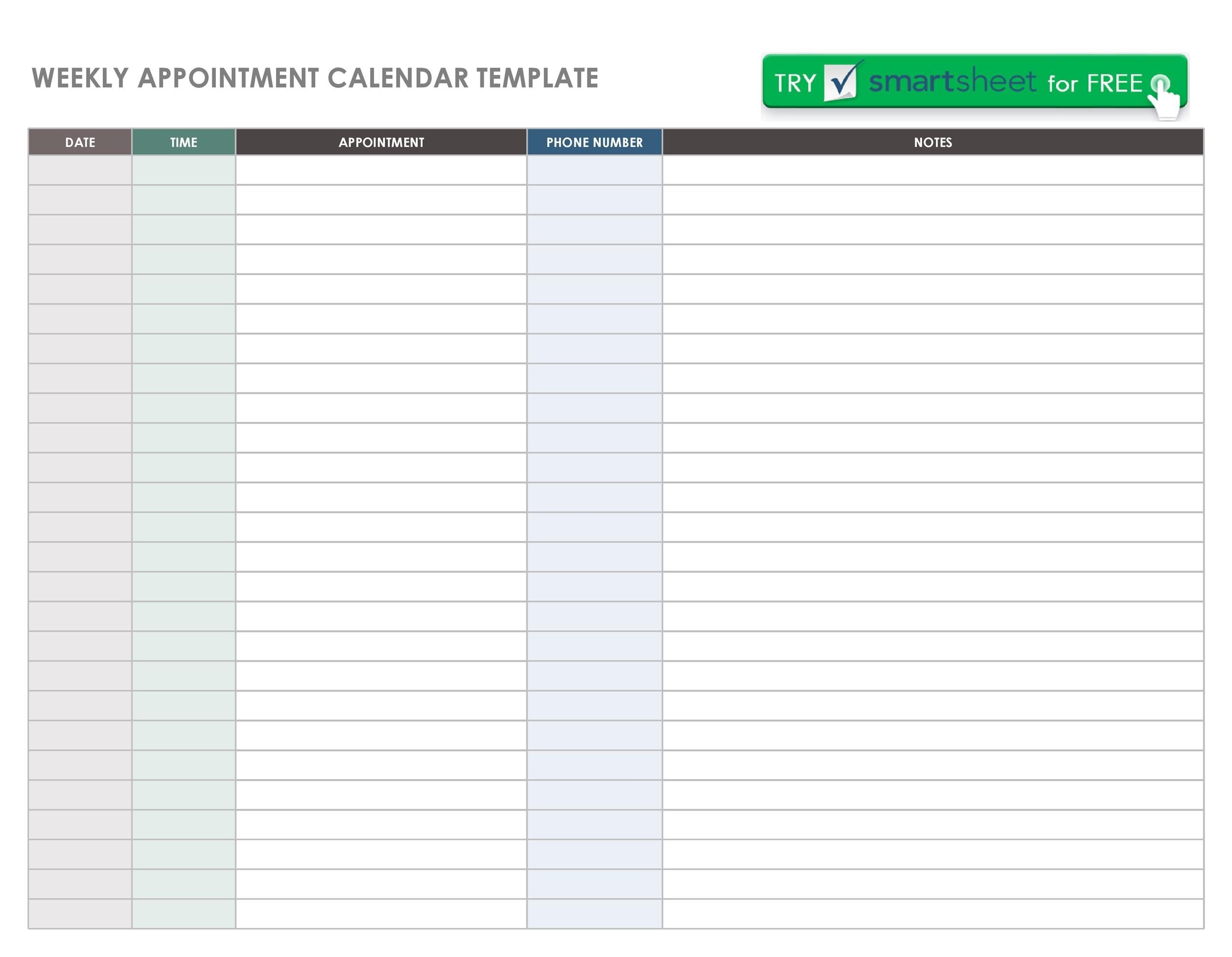 45 printable appointment schedule templates [&amp; appointment