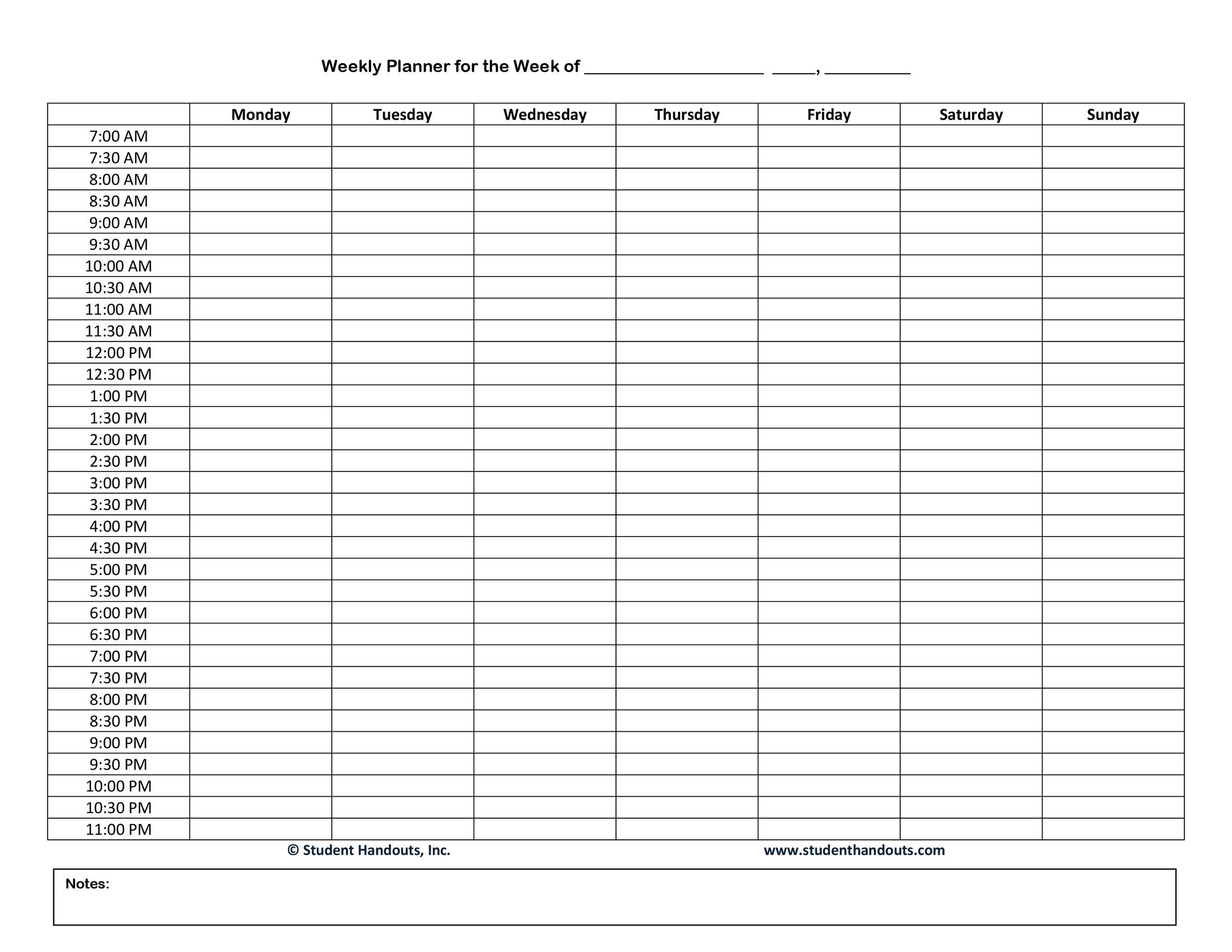 Blank Schedule Printable 30 Minute 24 Hour Example Calendar Printable
