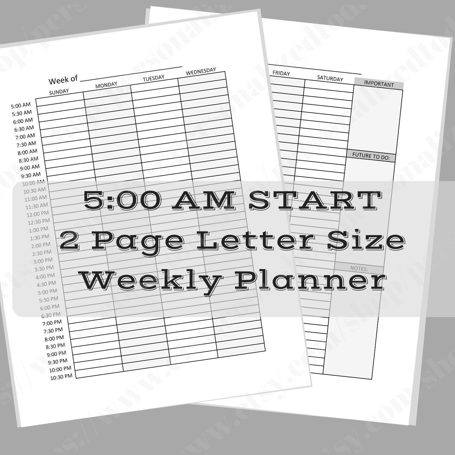 5 Am Start Weekly Printable Schedule Appointment Calendar