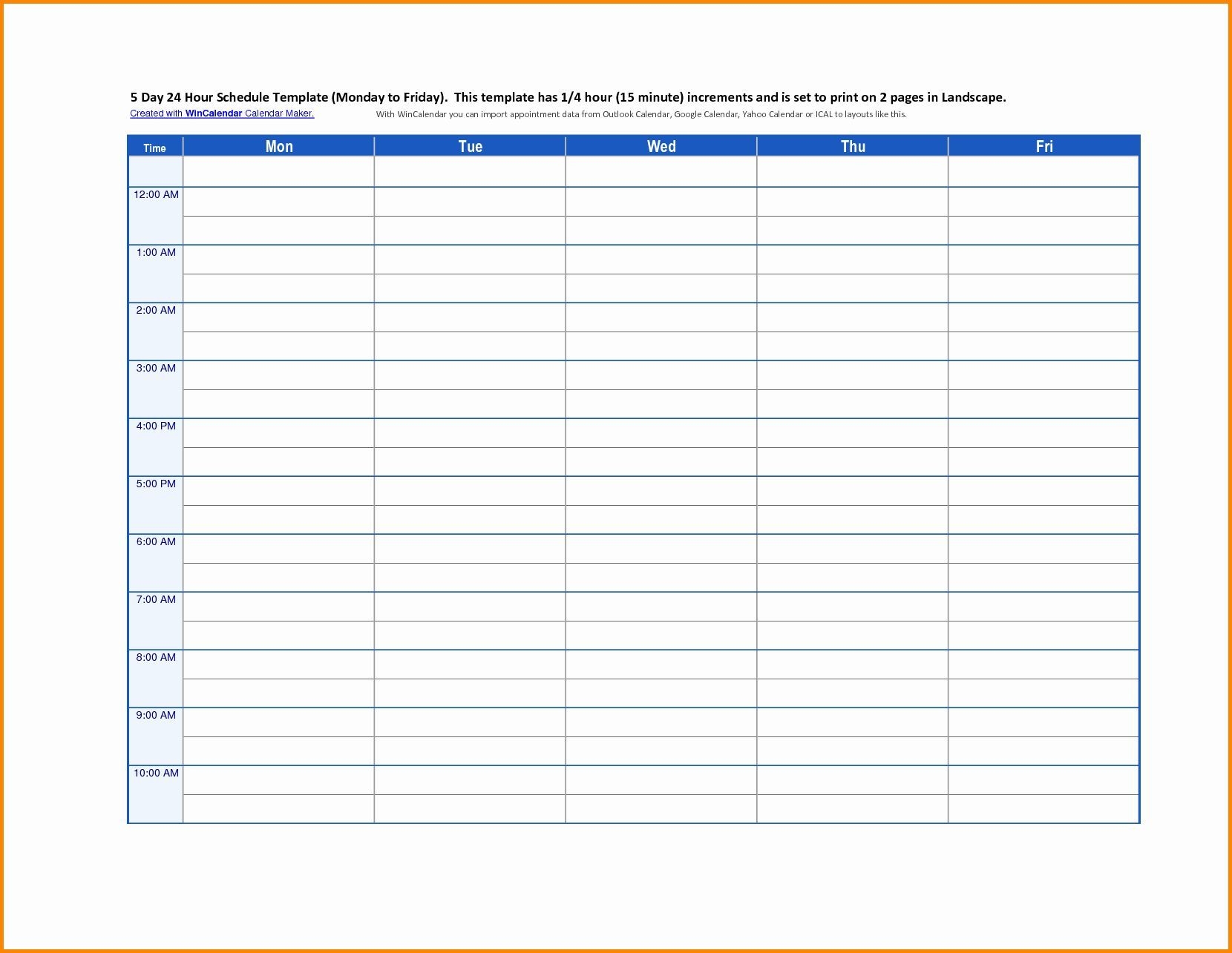 5 day schedule template unique 5 day schedule template