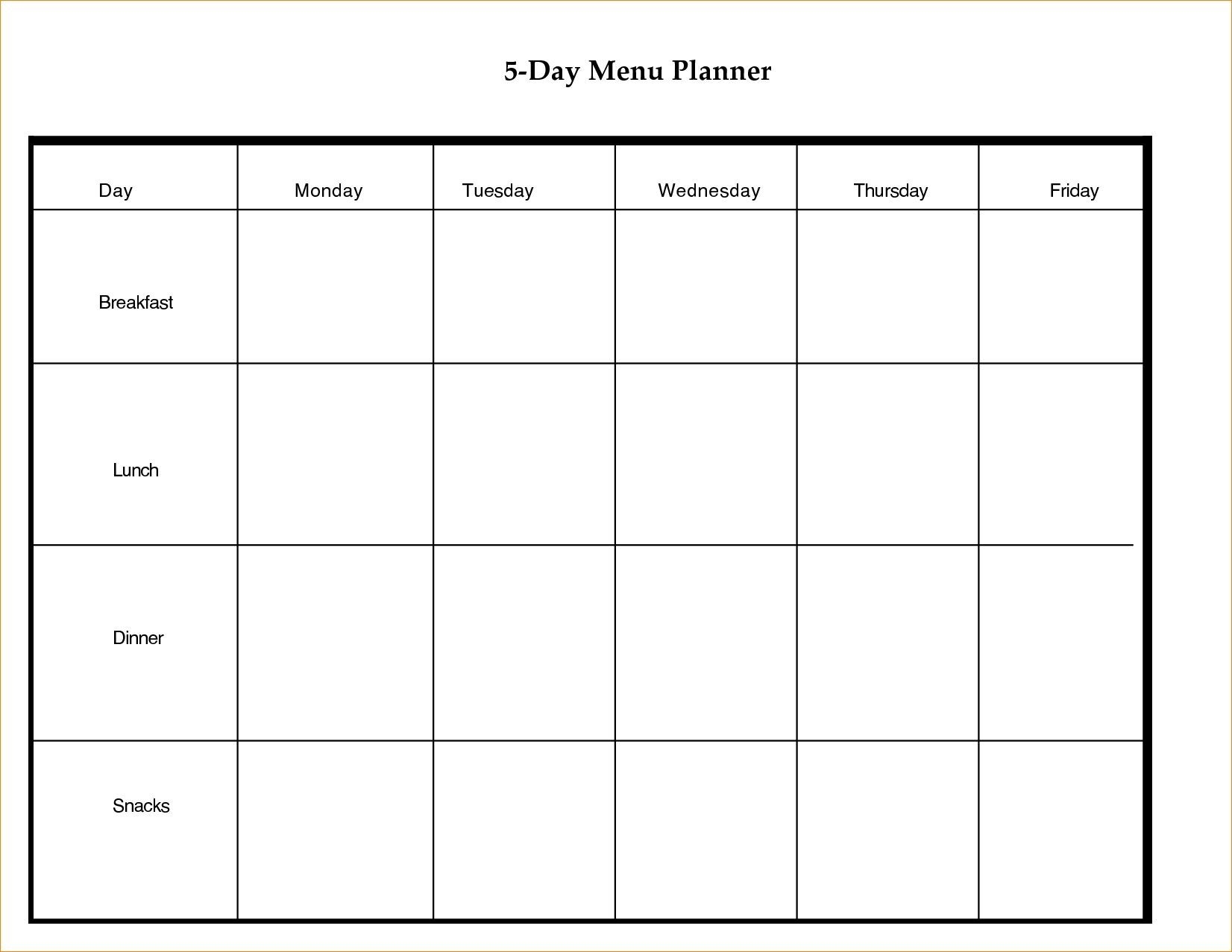 Monthly 5 Day Calendar Printable Free