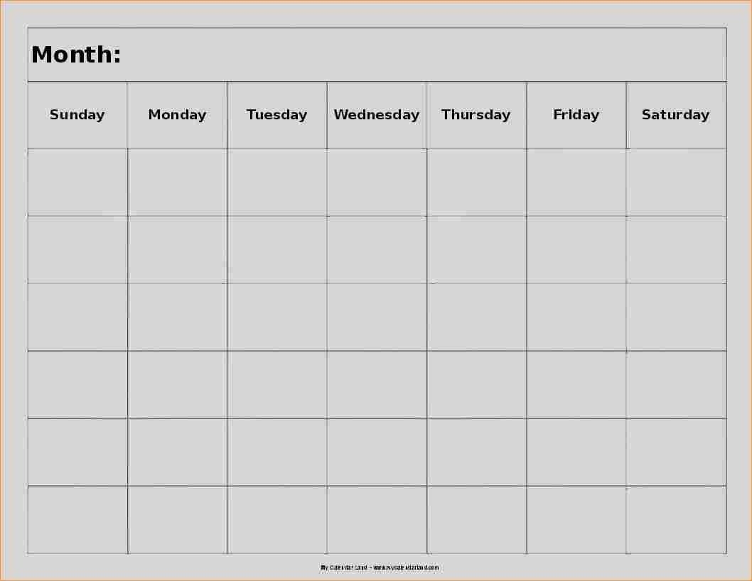 5 Week Blank Month Calendar - Example Calendar Printable