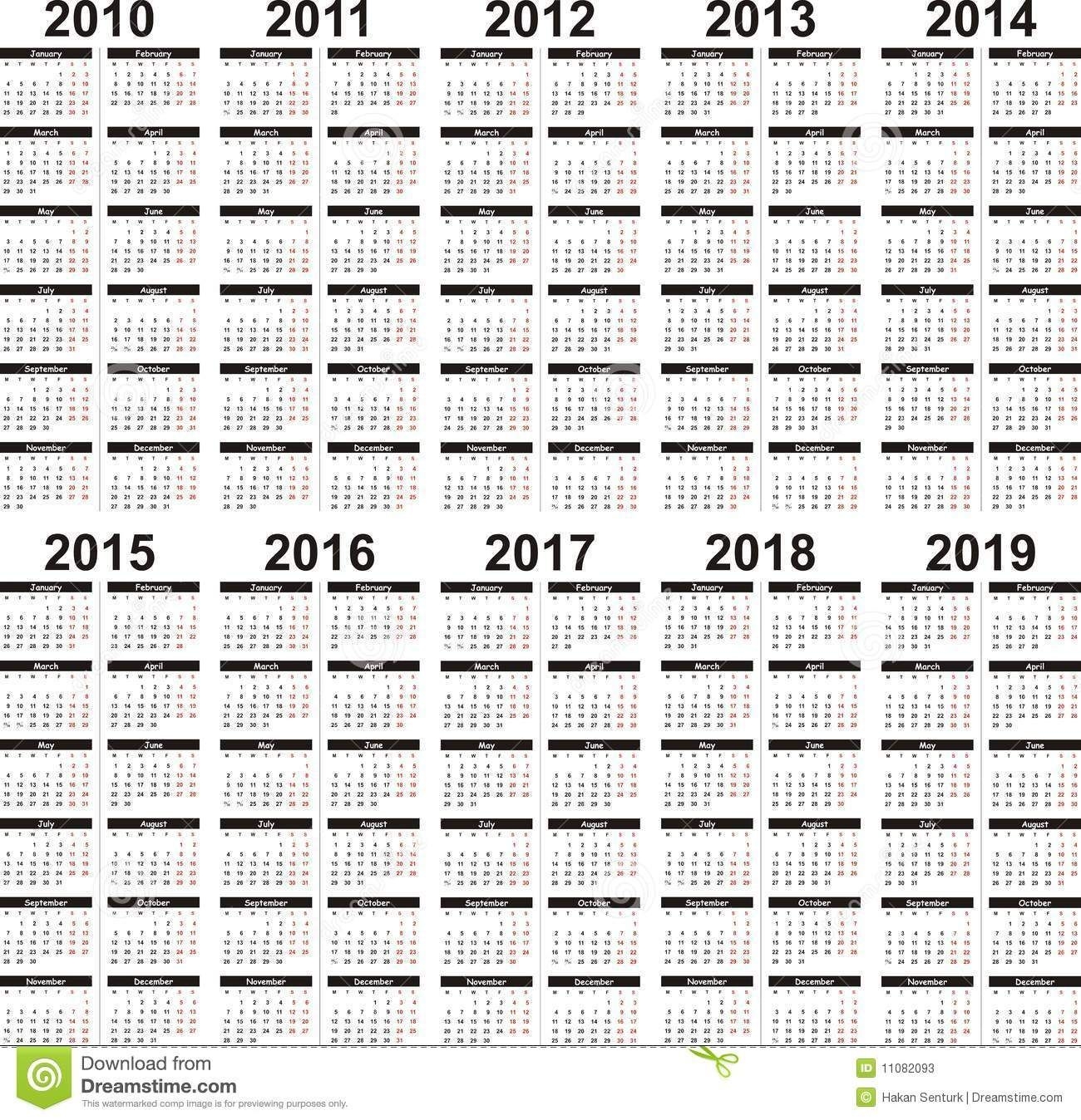 5 Year Calendar 2019 To 2023 Printable Free Calendar Template 2024 Riset