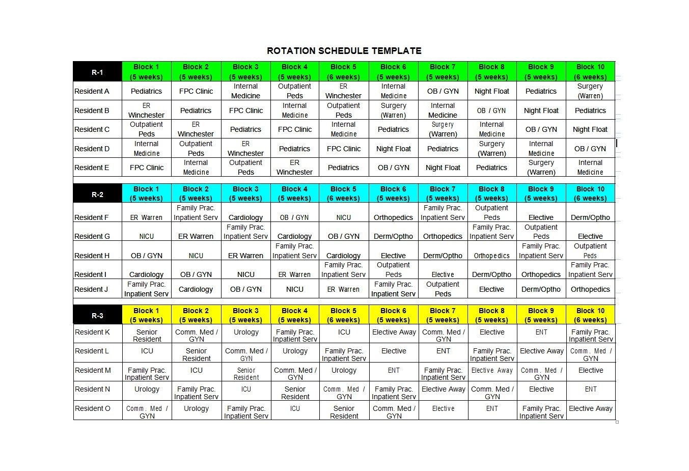 50 Free Rotating Schedule Templates For Your Company