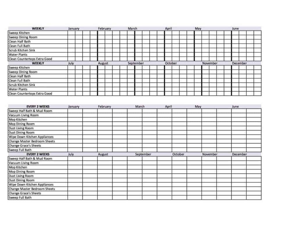 7 awesome printable cleaning schedules