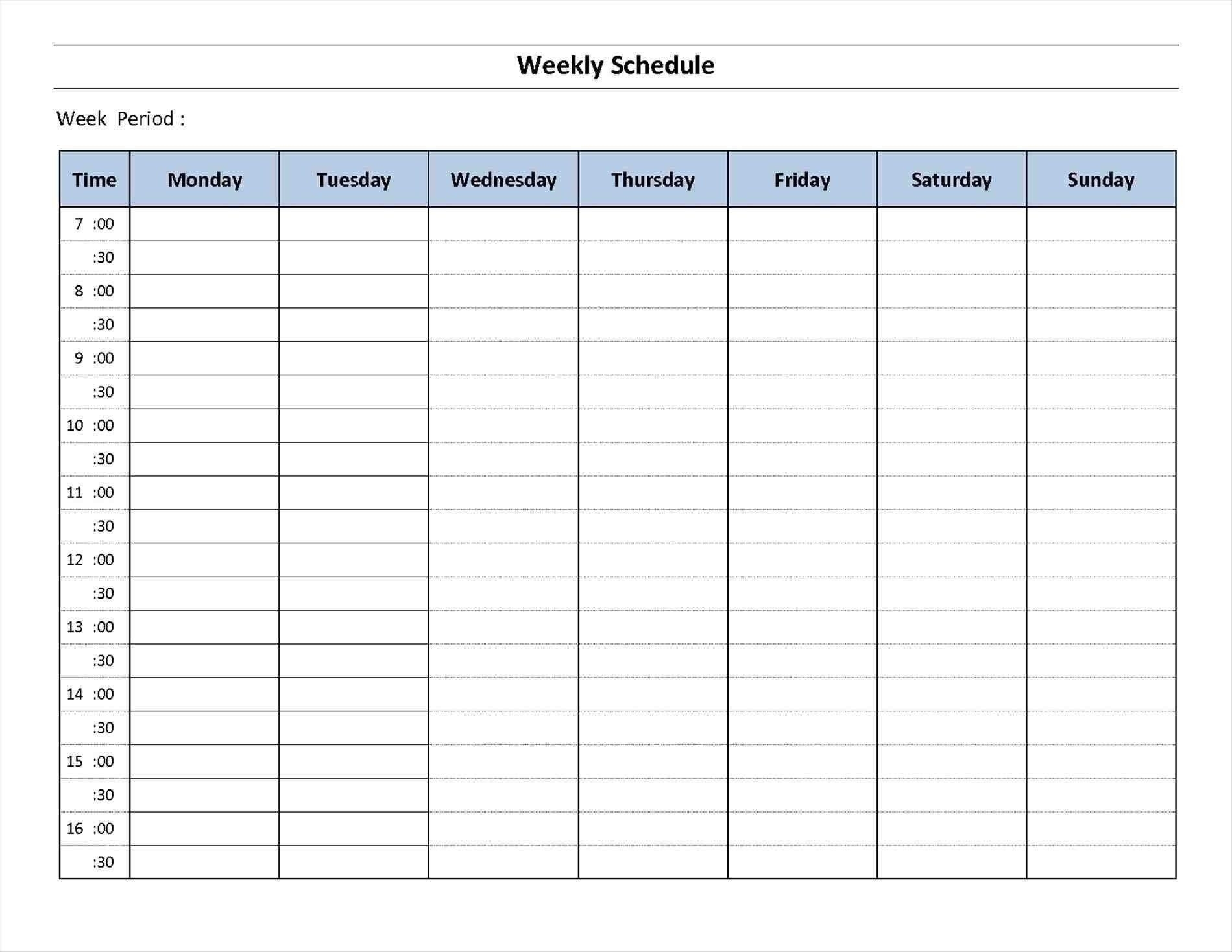 7 days week 24 hour schedule ms word template example calendar printable