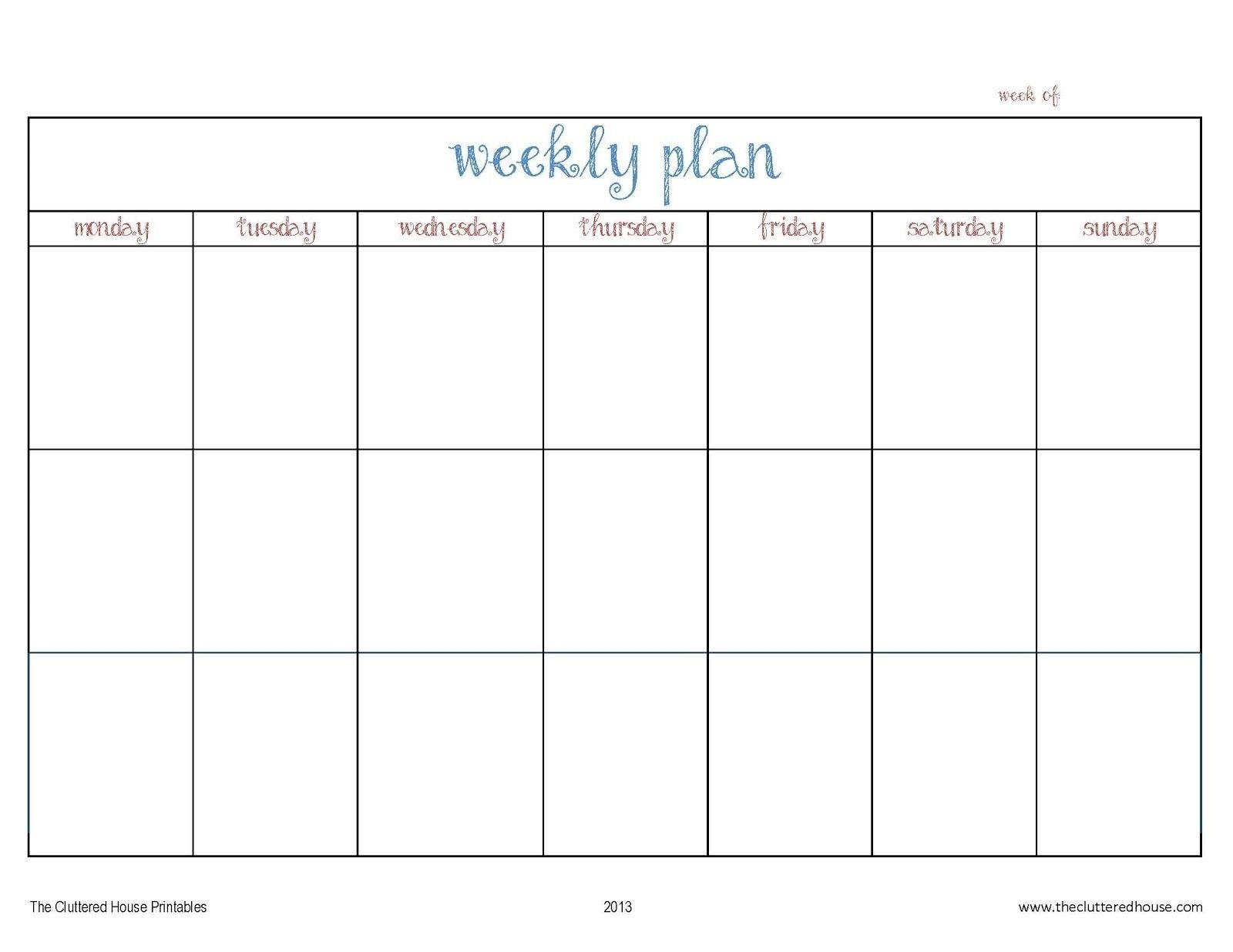 7 day weekly planner template printable – template calendar