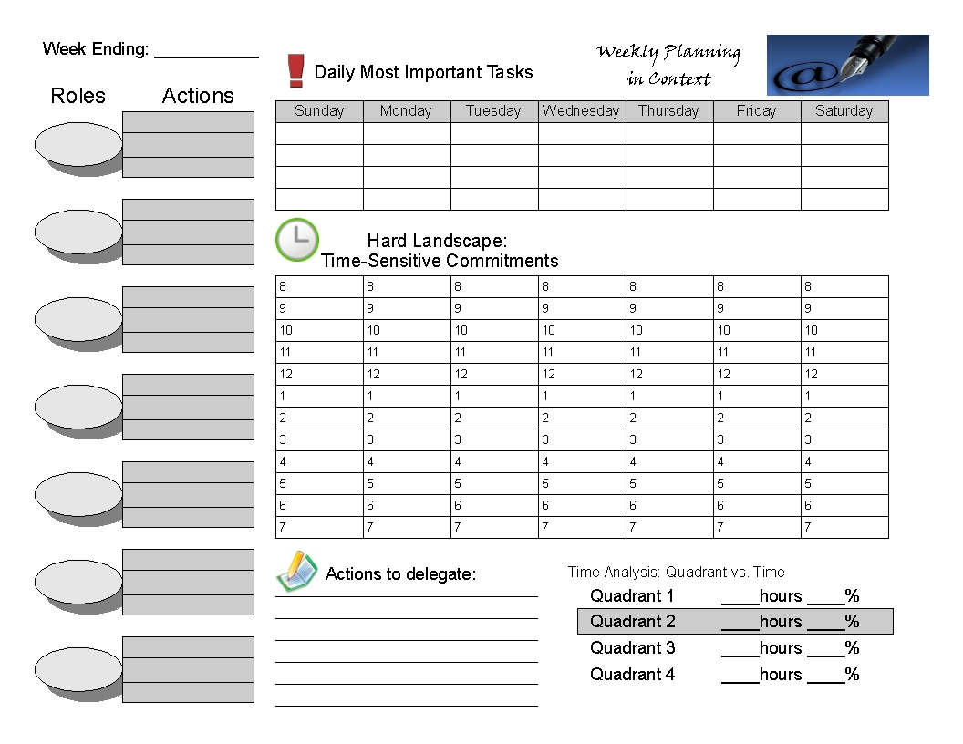 7h Wkly Planner 1,056×816 Pixels | Covey Weekly Planner