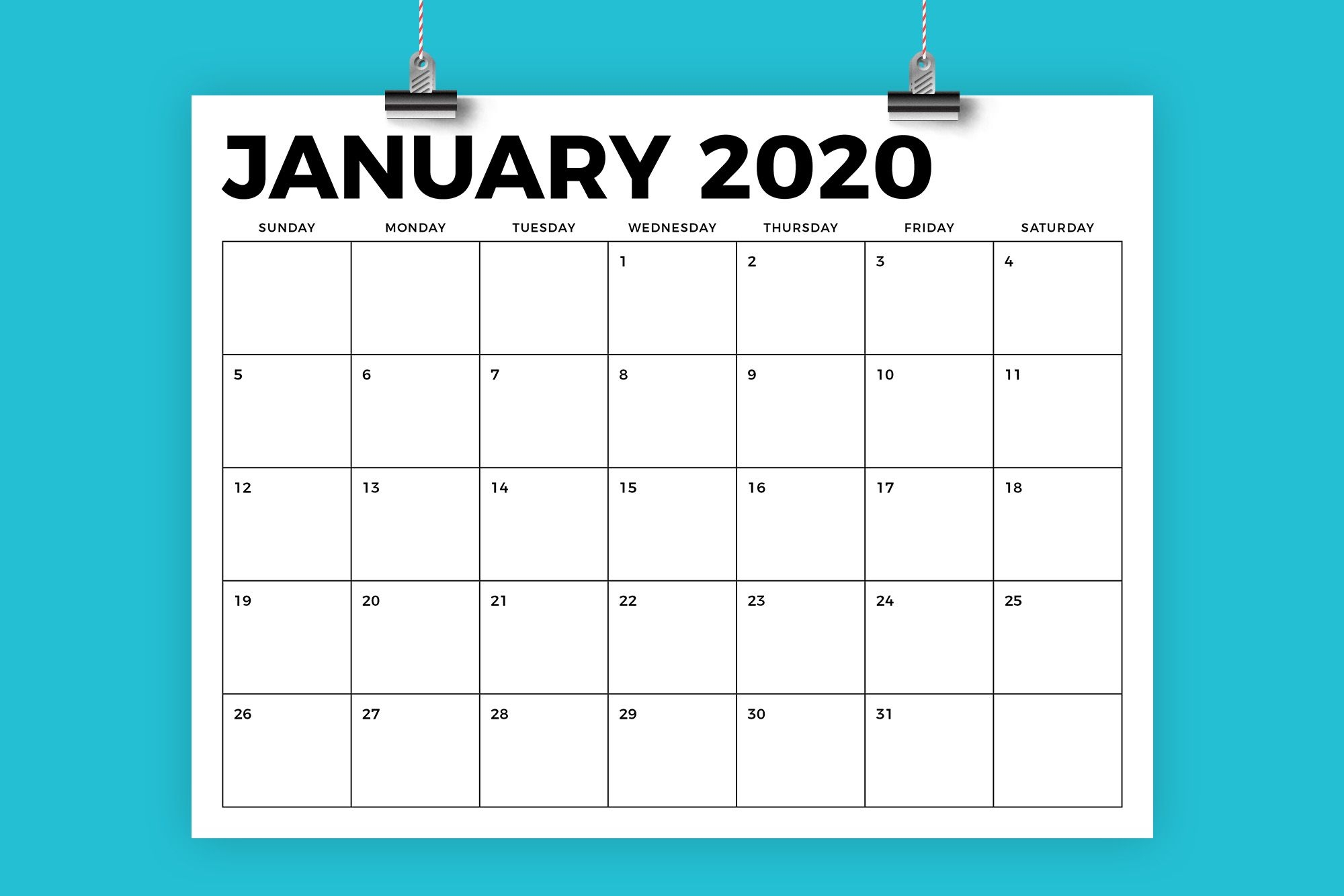 8 5 x 11 inch bold 2020 calendar