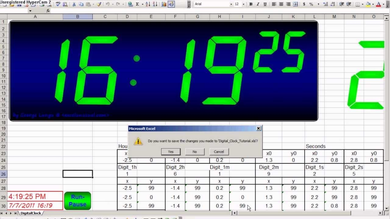 A Digital Clock In Excel