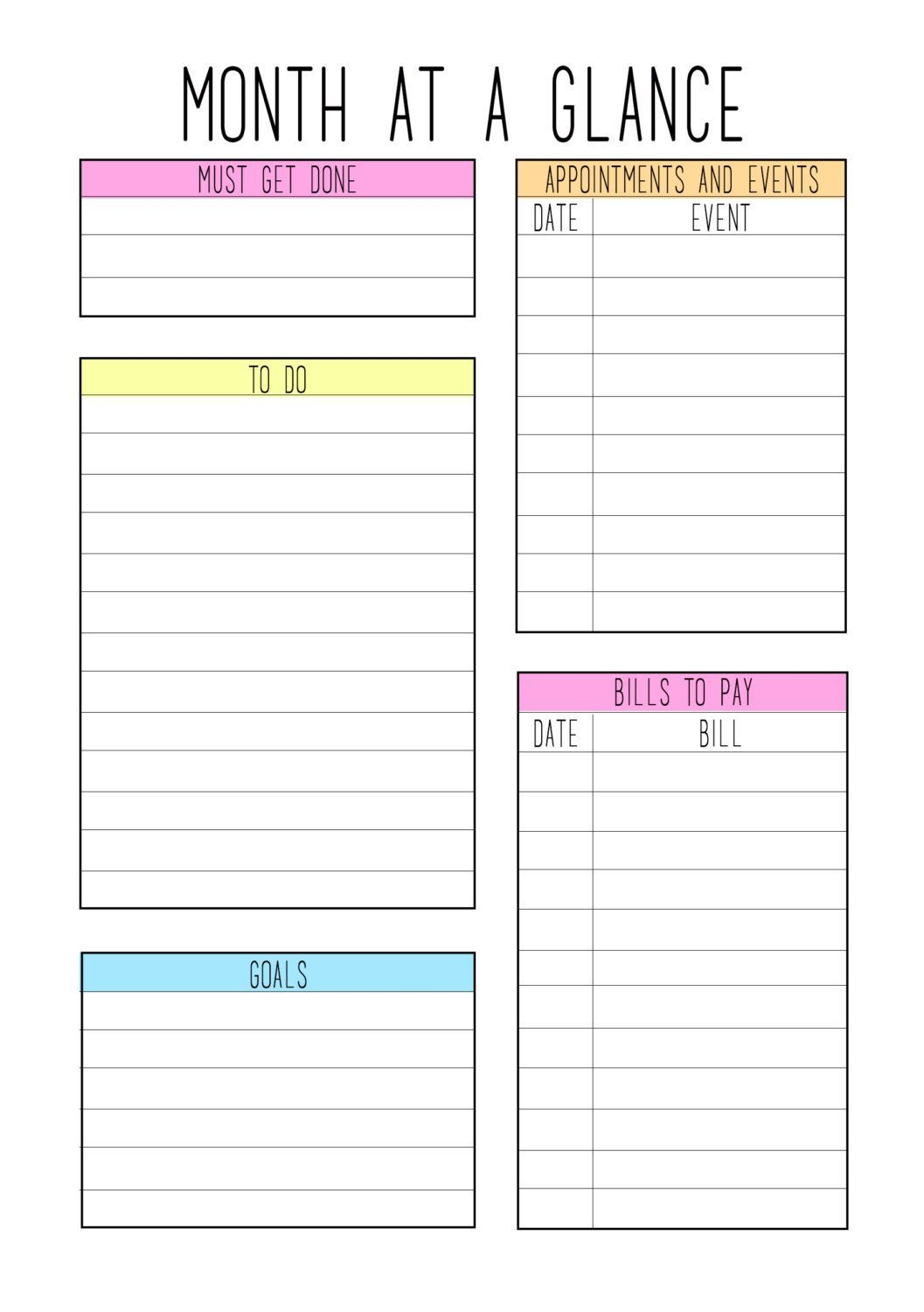 A5 Month At A Glance Color Theme | Planner Pages, Planner