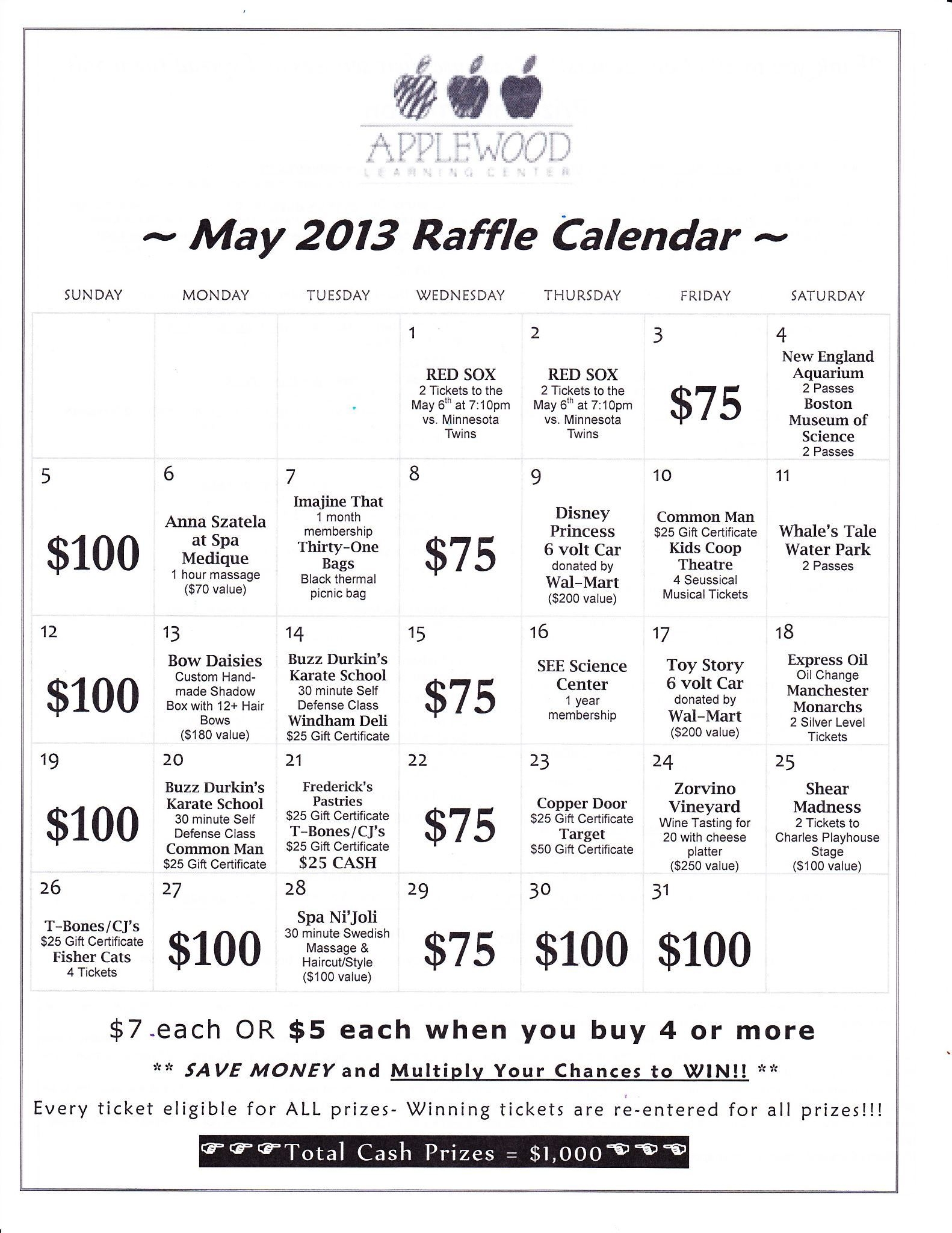 Annual Raffle Calendar Fundraiser | Applewood Learning Center