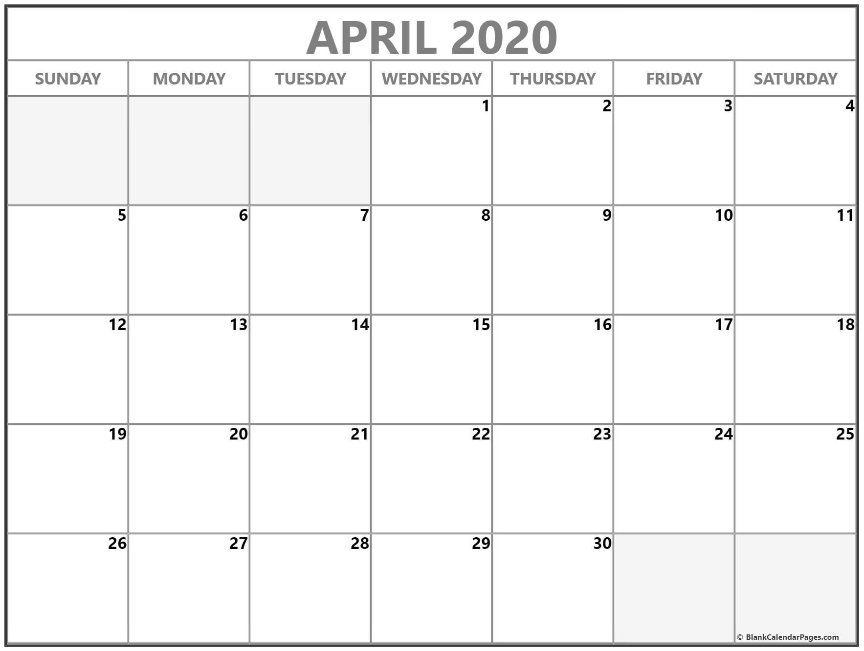 April 2020 Calendar | Free Printable Monthly Calendars