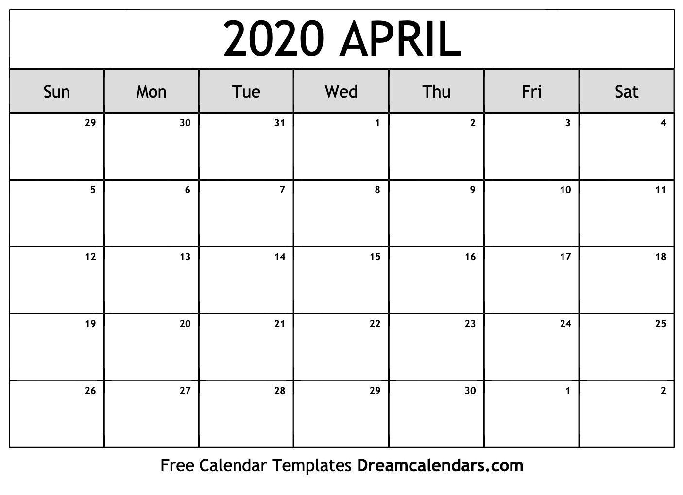 April 2020 Calendar Printable – Welcome To Help My Own Blog