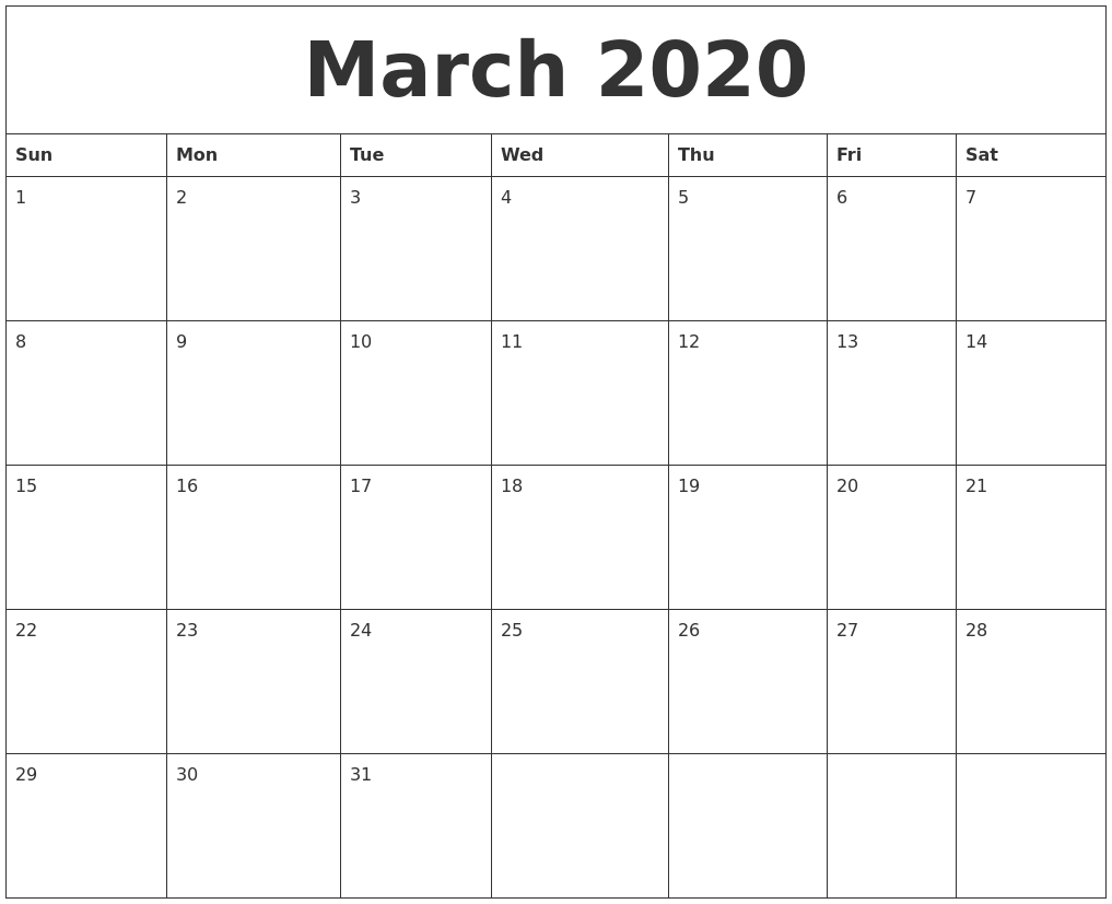 april 2020 large printable calendar
