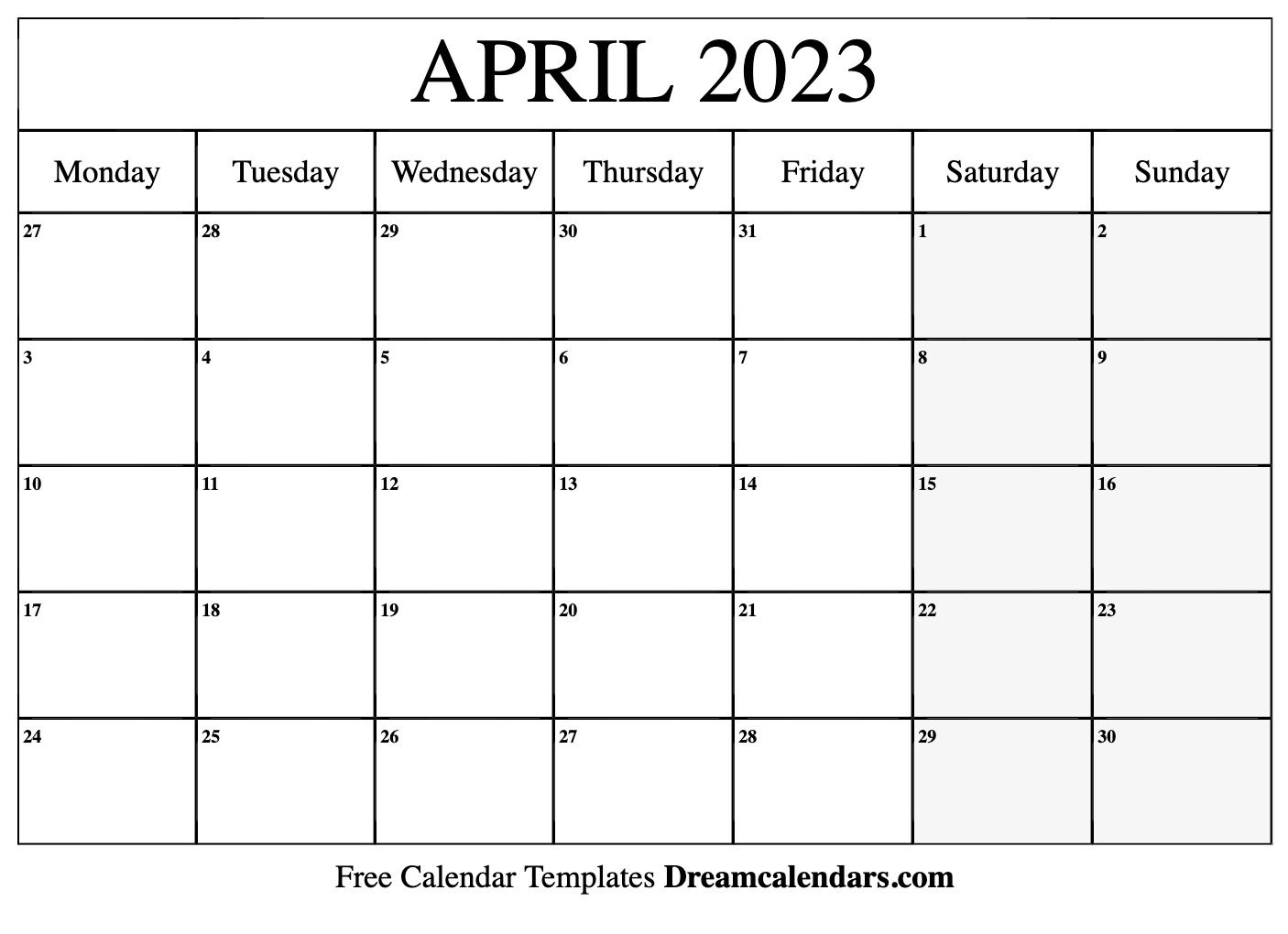 April 2023 Calendar | Free Blank Printable Templates