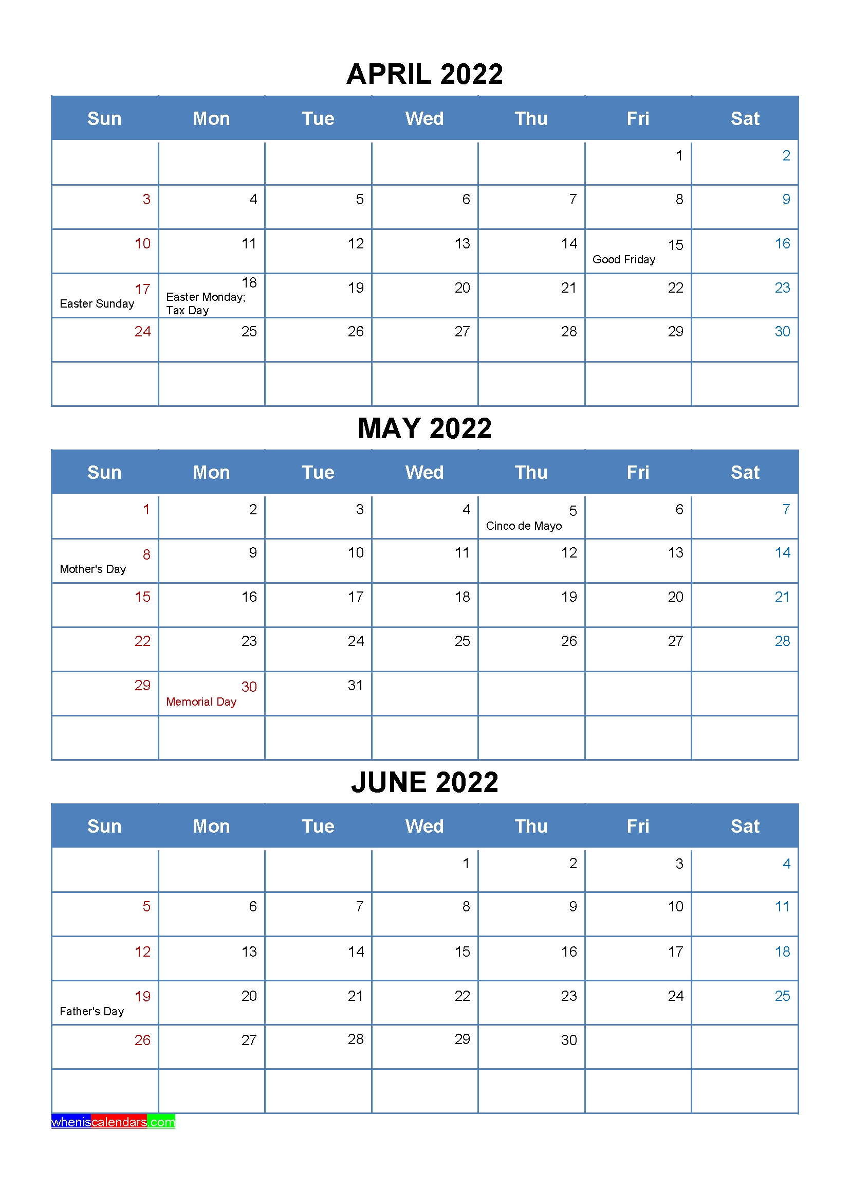 May June Printable Calendar