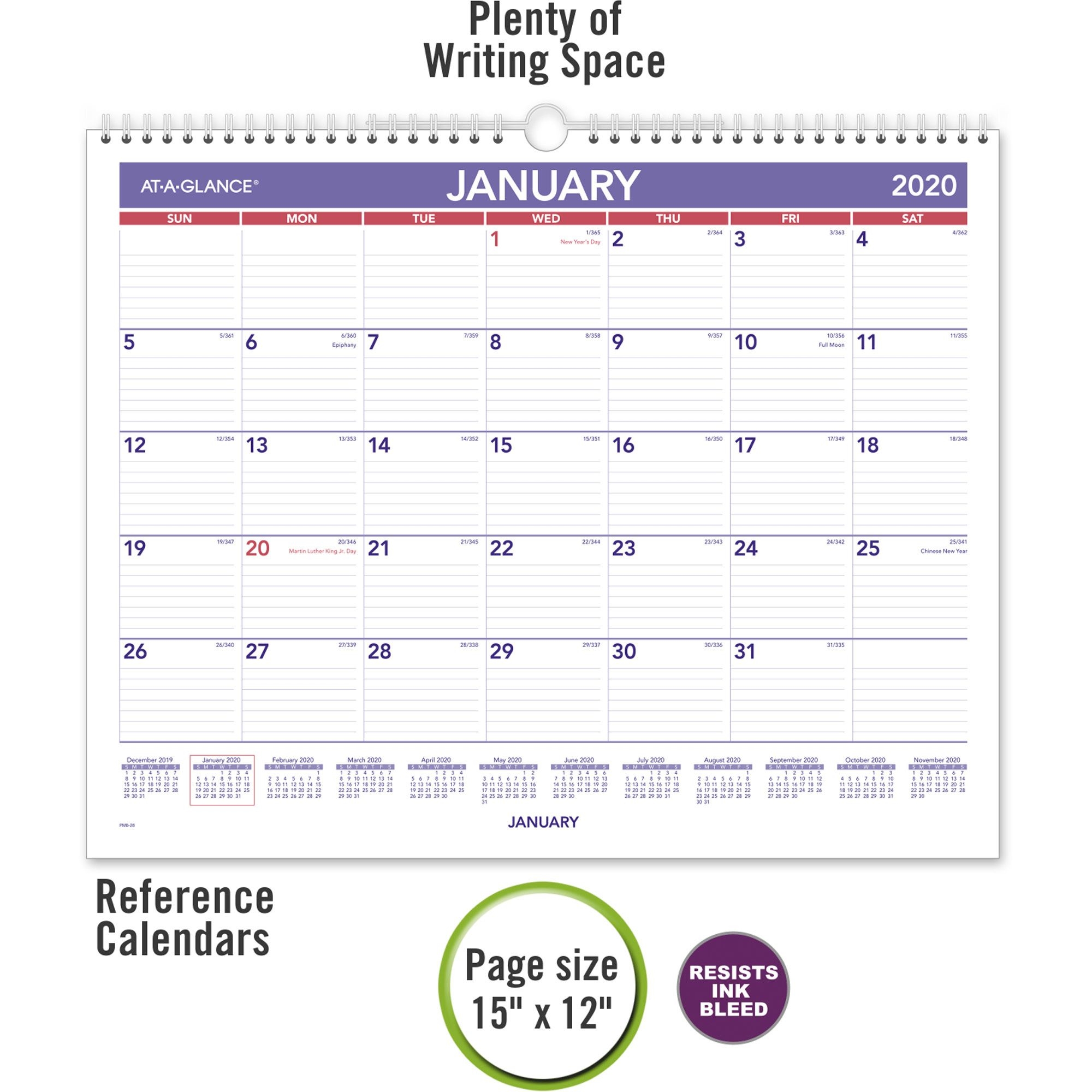 At A Glance Monthly Wall Calendar Julian Dates Monthly