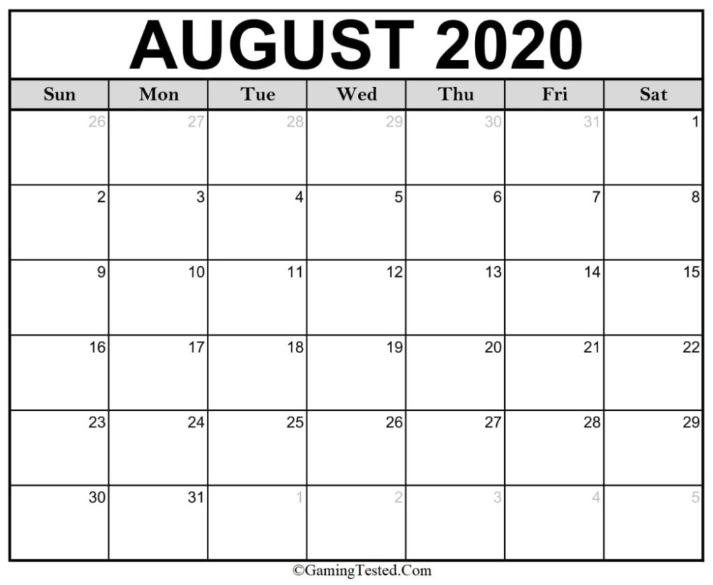 August 2020 Calendar Printable Last Month Of Summer | 12