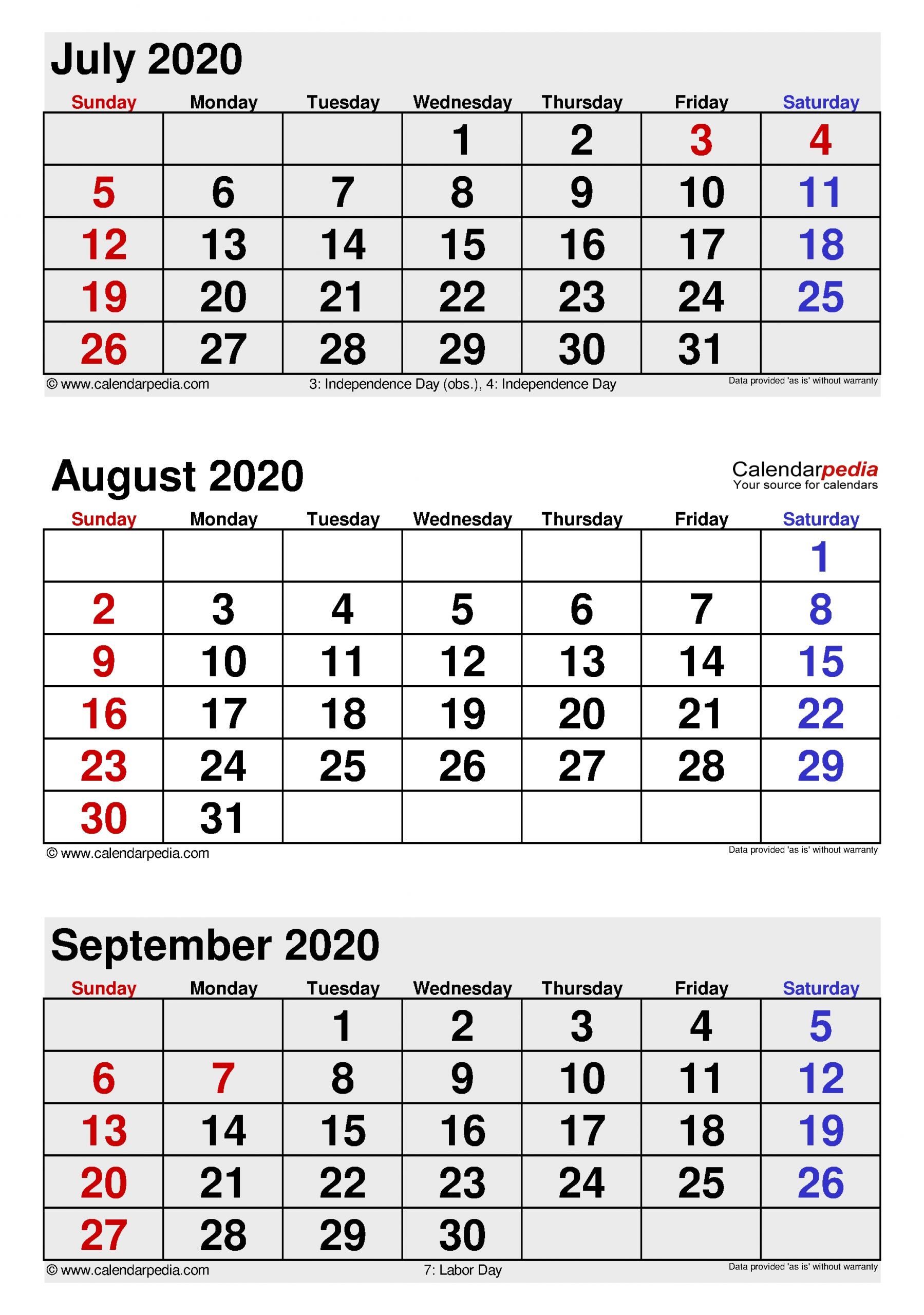 August 2020 Calendar | Templates For Word, Excel And Pdf