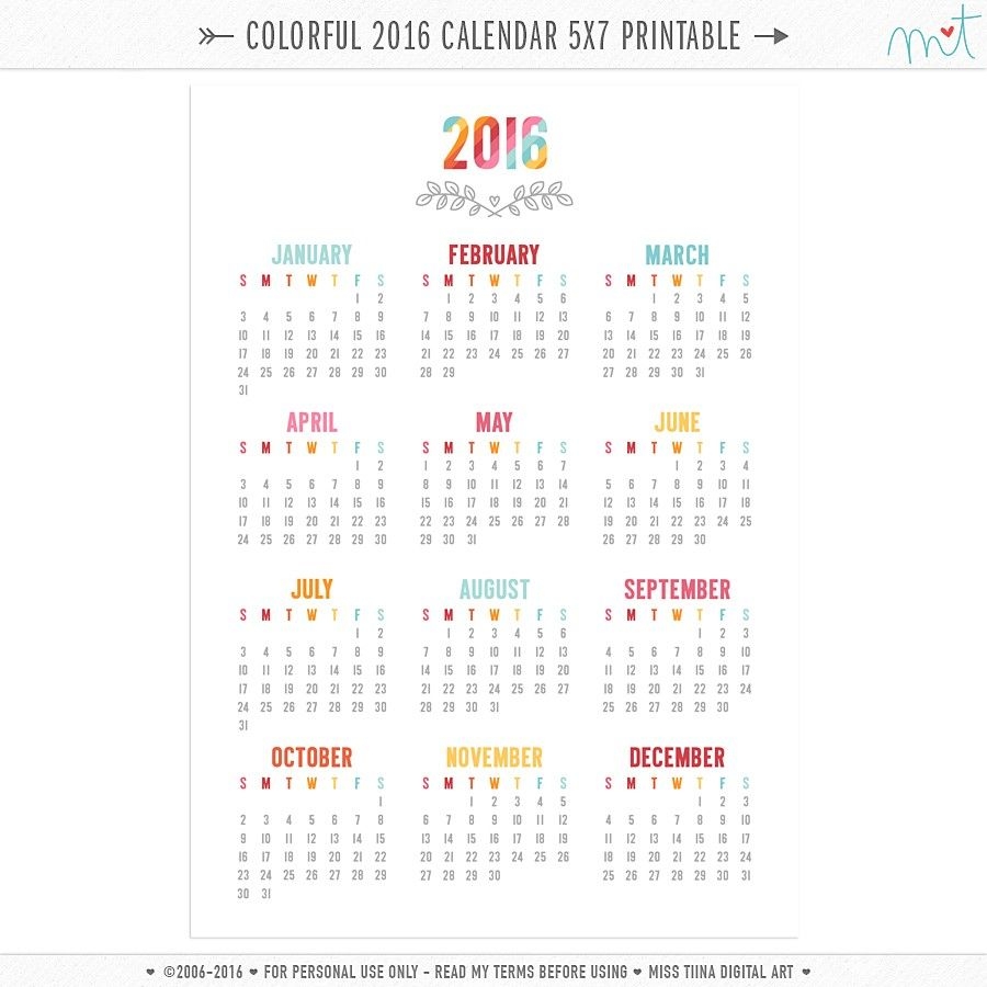 Awesome 5×7 Printable Calendar | Free Printable Calendar Monthly