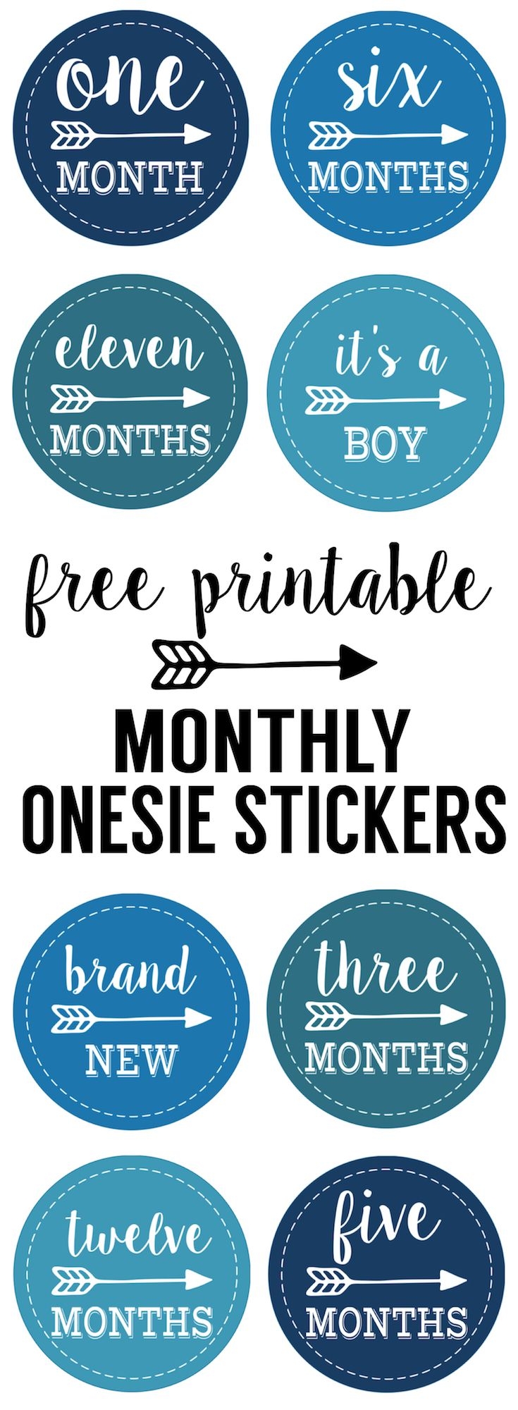 Baby Boy Monthly Onesie Stickers Free Printable | Paper