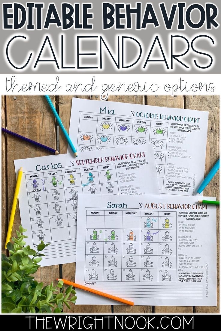 behavior charts for monthly behavior management | classroom