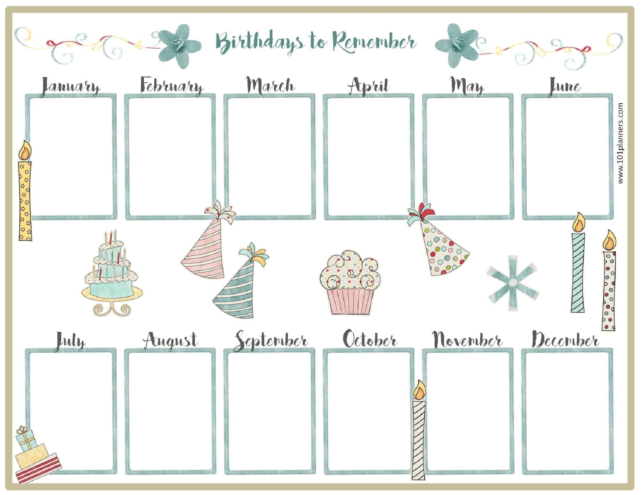 birthday calendar template