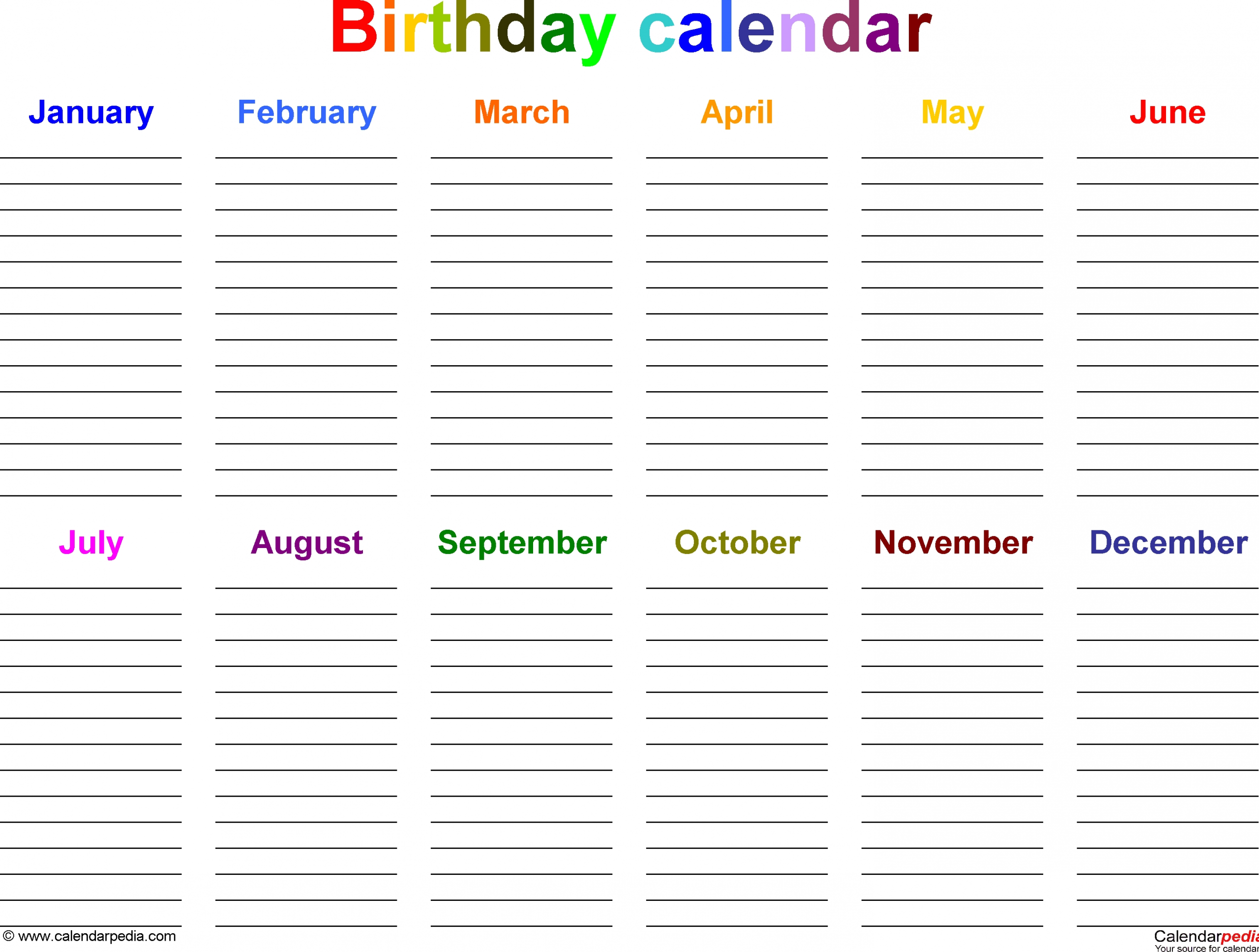 birthday calendars 7 free printable excel templates