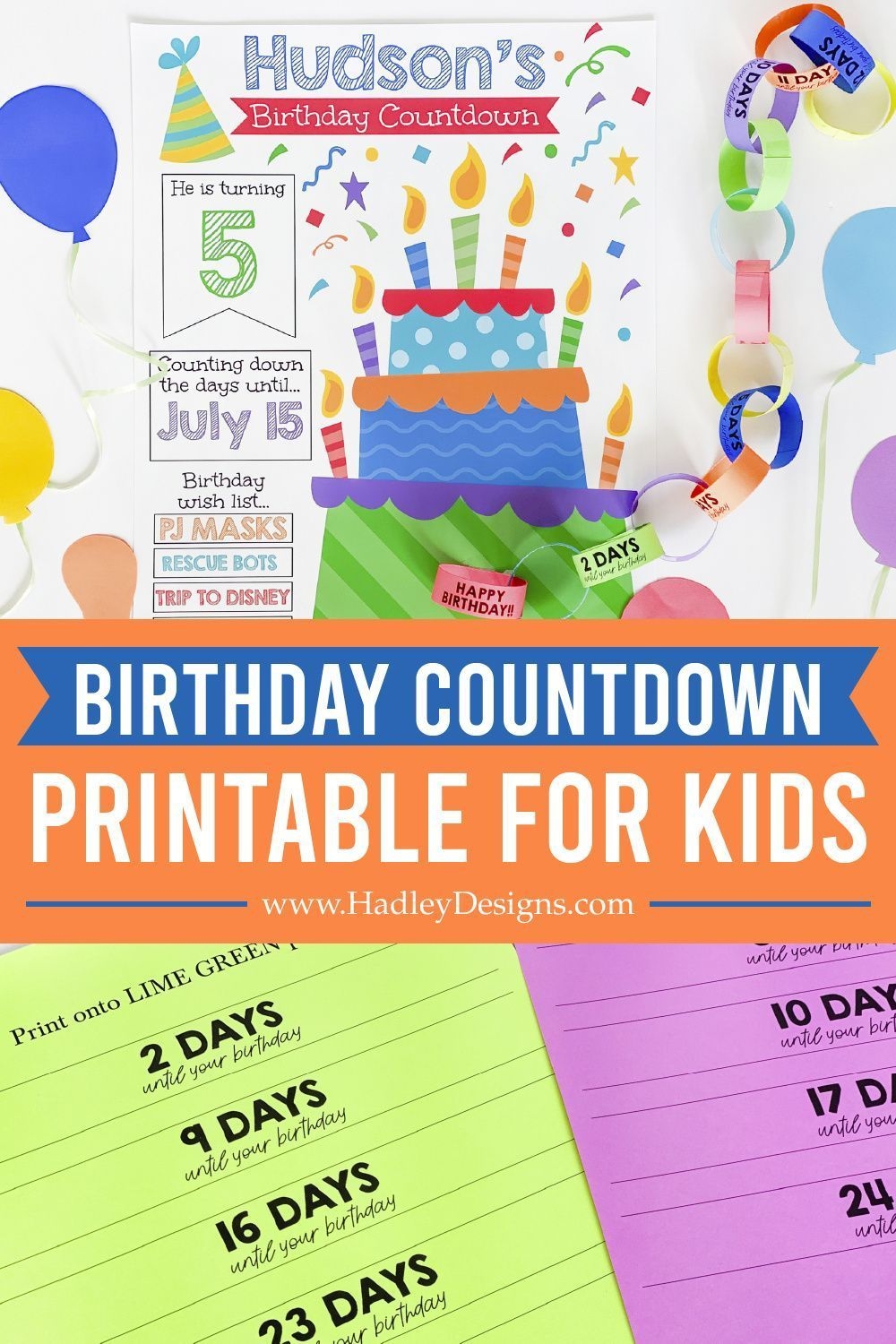 Birthday Countdown Printable In 2020 | Birthday Decorations