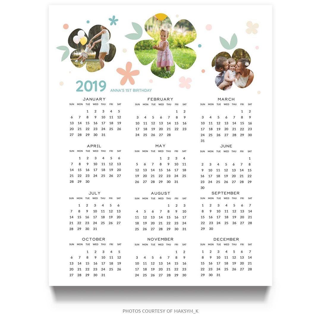 Birthday Milestone 2019 Calendar Template (8×10)