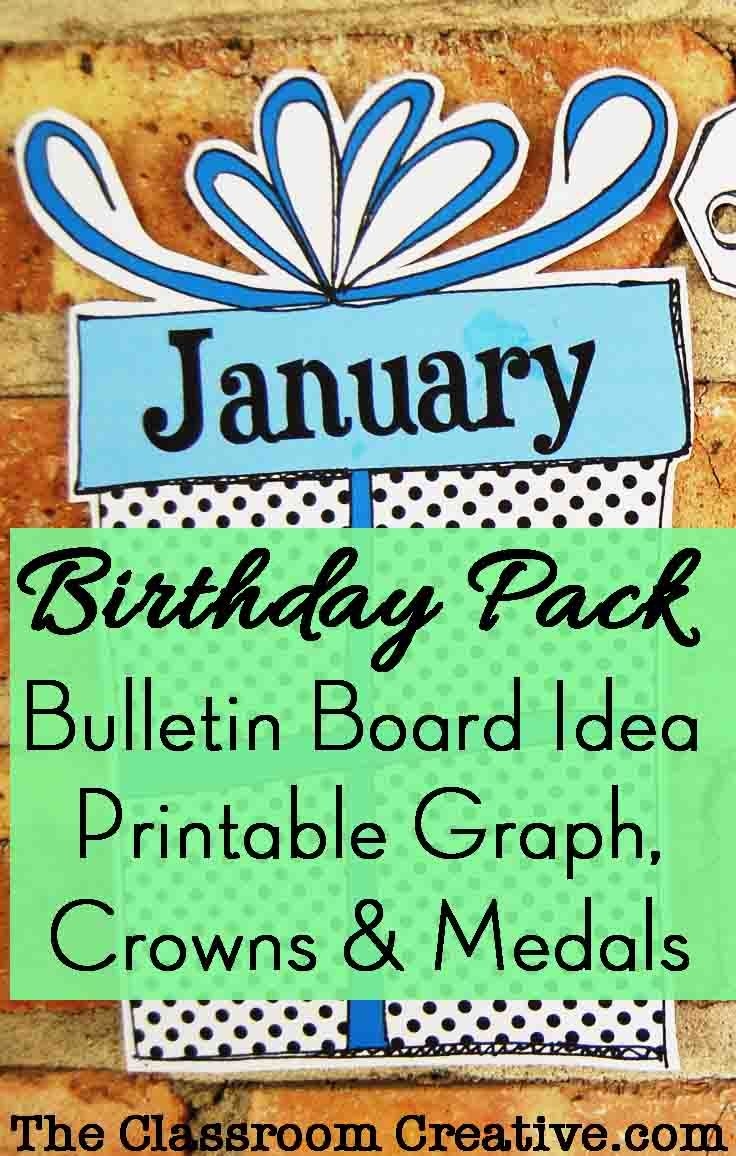 birthday pack: bulletin board idea, graph, printable crowns