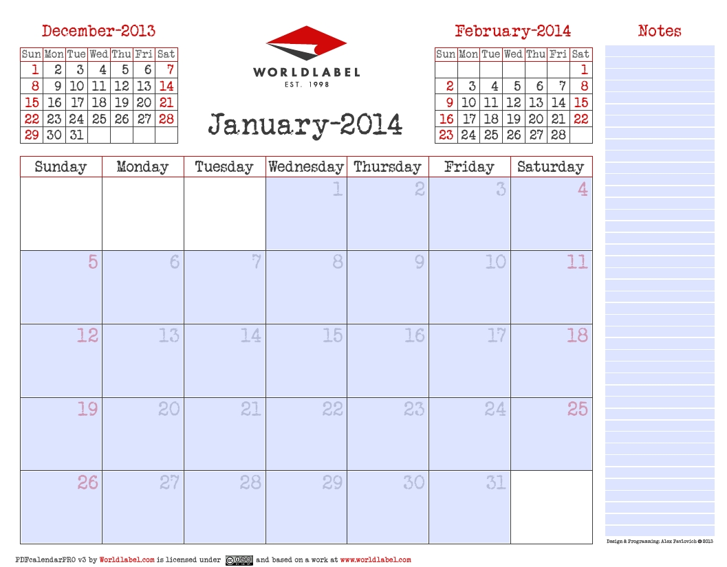 blank 2014 editable fillable pdf calendar pro | free