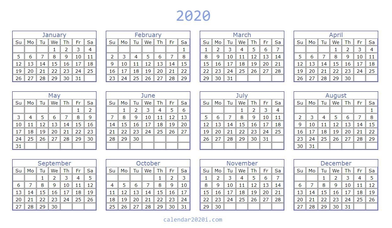 Blank 2020 Calendar Printable Templates | Calendar 2020