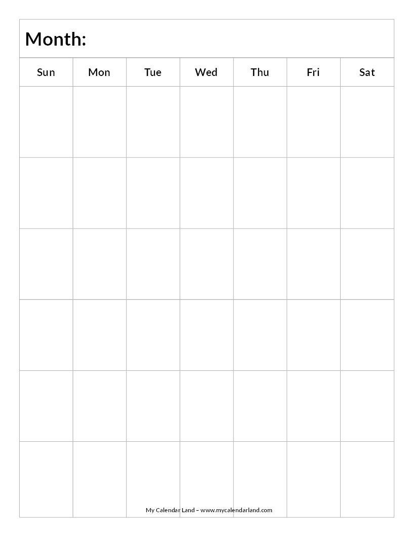 Blank Calendar 6 Weeks Portrait C … | Everything Else For