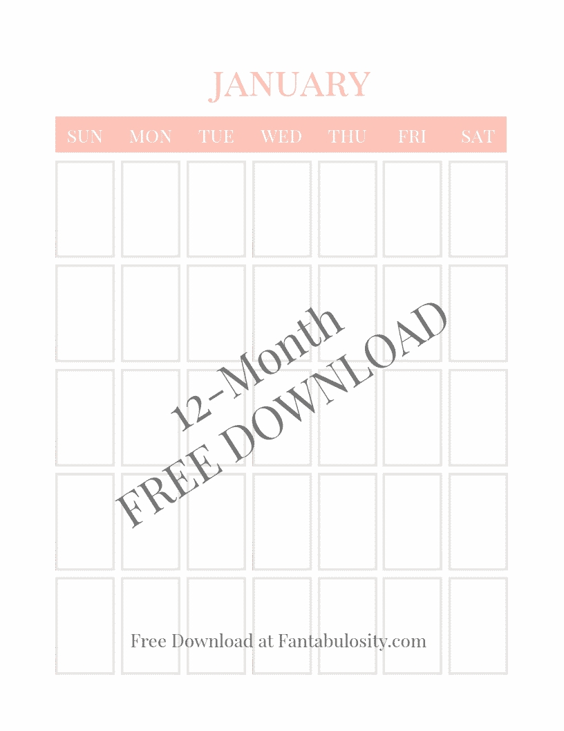 Blank Calendar Free Vertical Monthly Calendar Printable